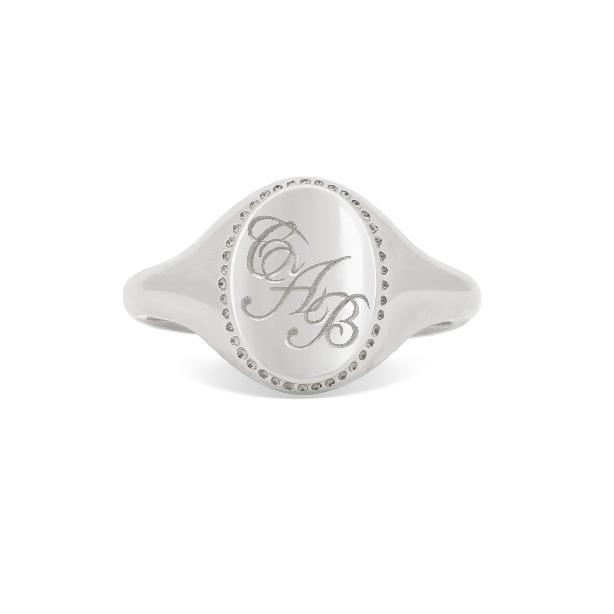 Always Remember Hand Engraved Family Signet Ring - 14k White Gold - Image 3