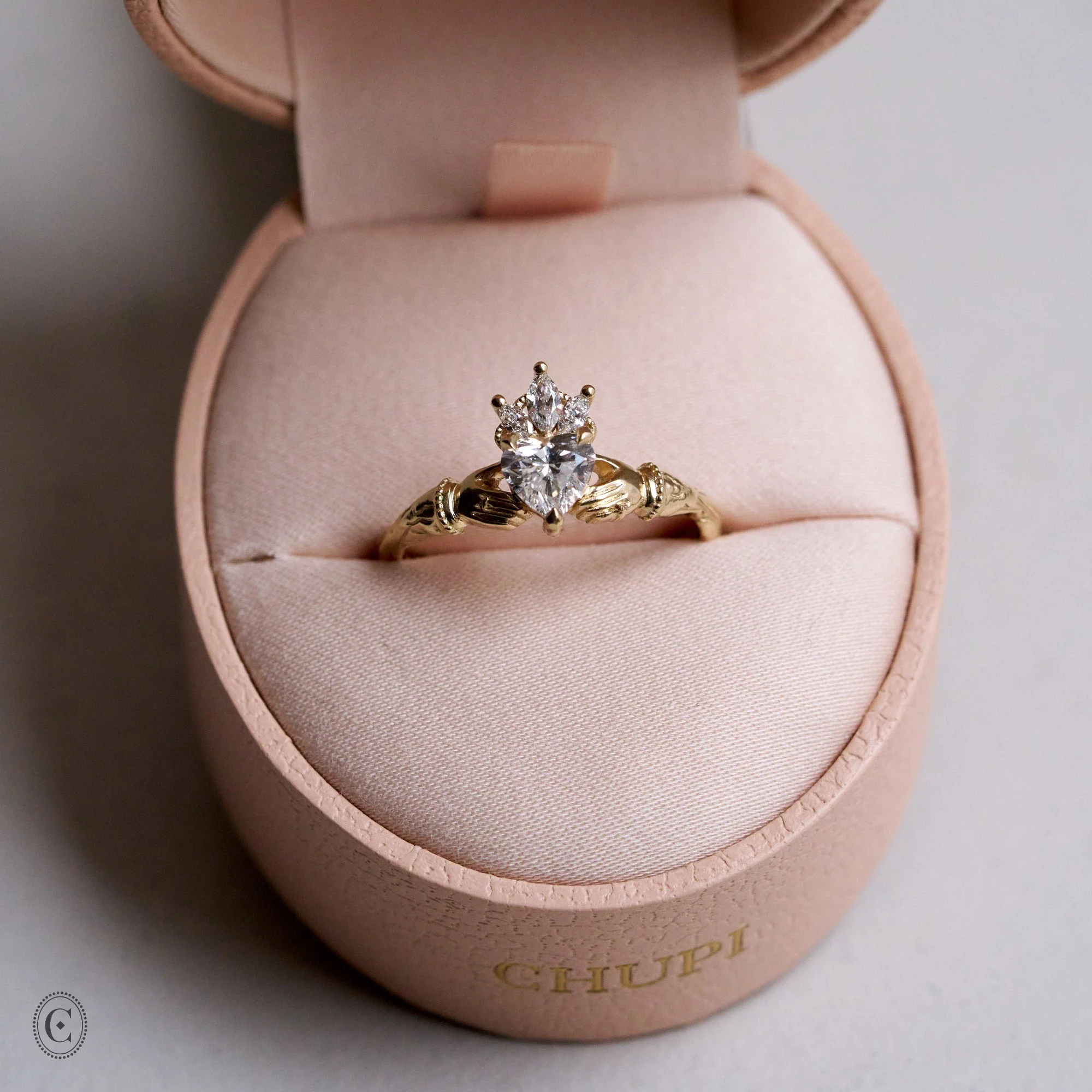Claddagh 0.5ct Heart Cut Diamond Engagement Ring - 14k Gold - Image 5