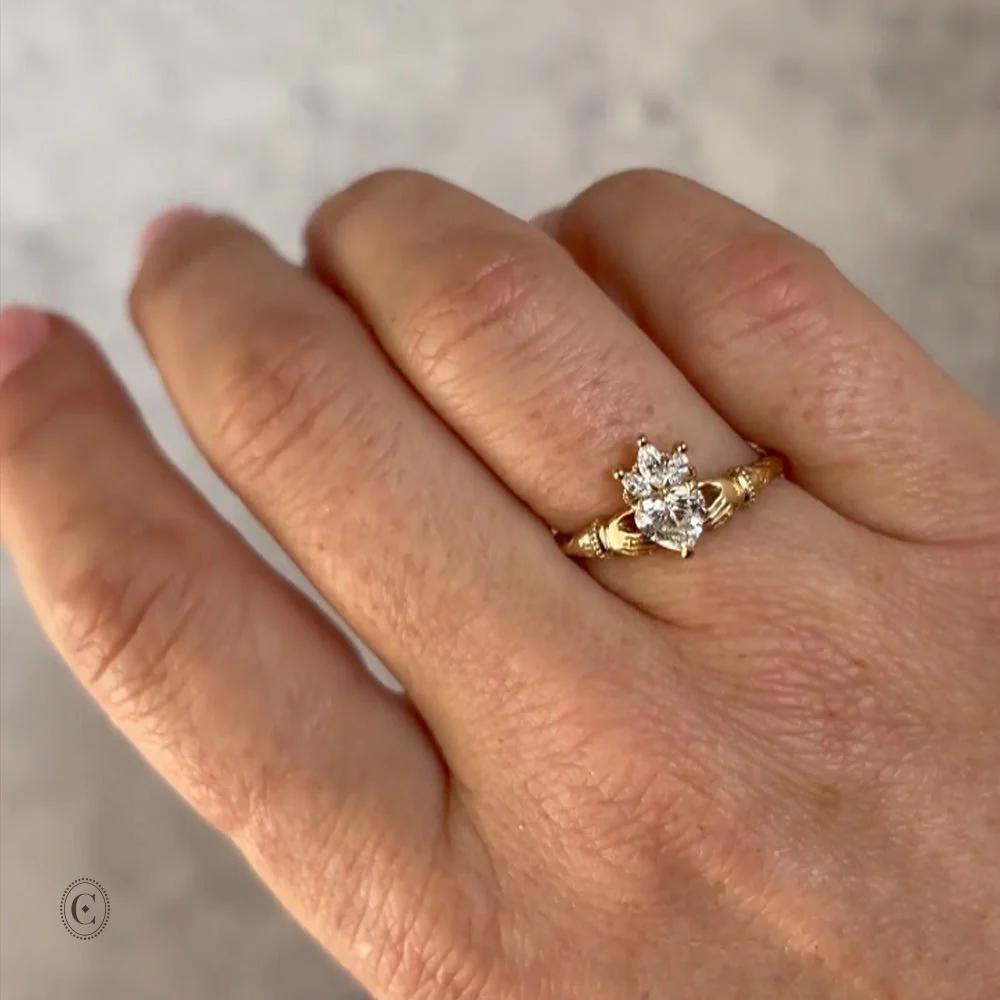 Claddagh 0.5ct Heart Cut Diamond Engagement Ring - 14k Gold - Image 6