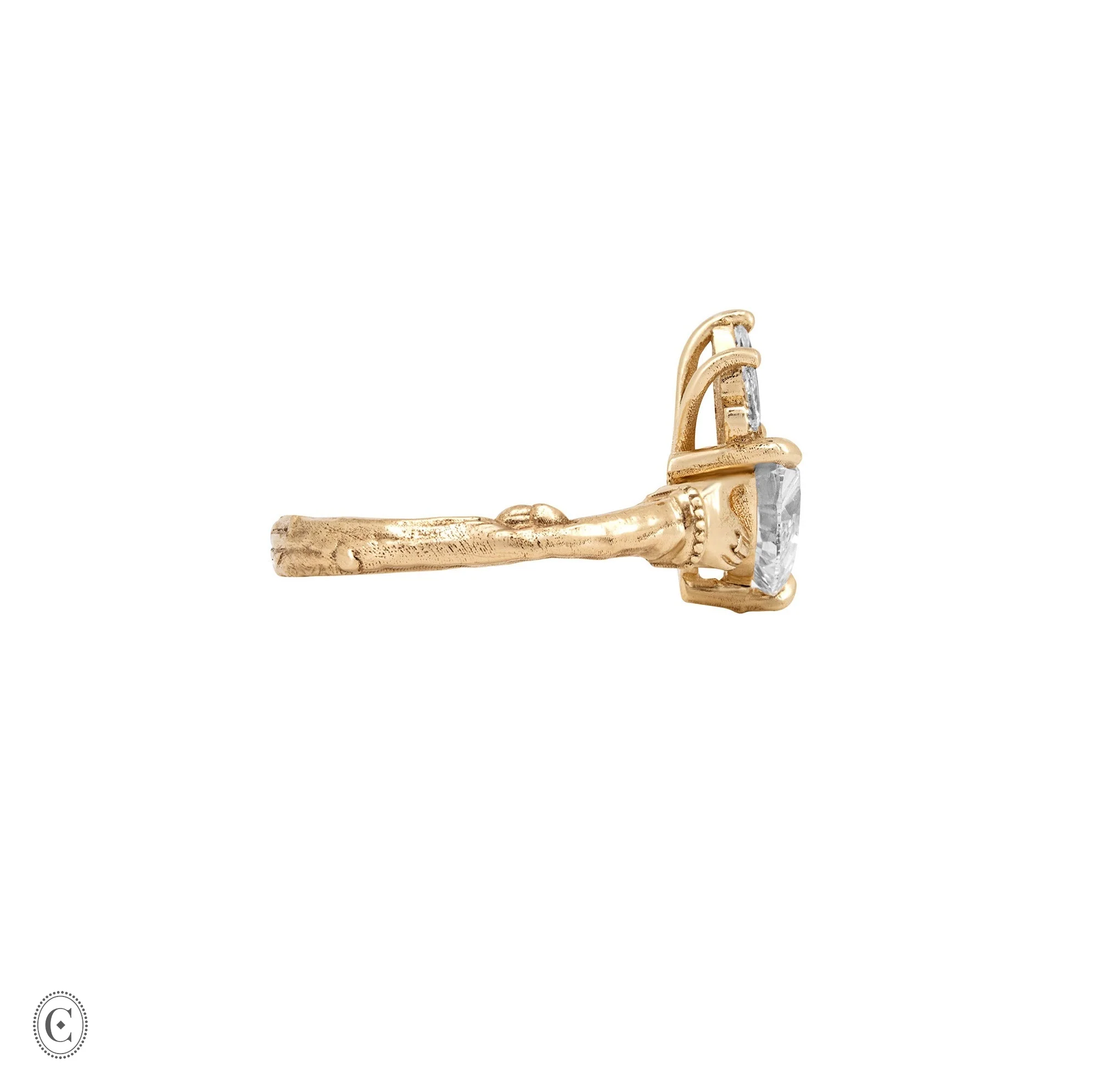 Claddagh 2ct Heart Cut Diamond Engagement Ring - 14k Gold - Image 3