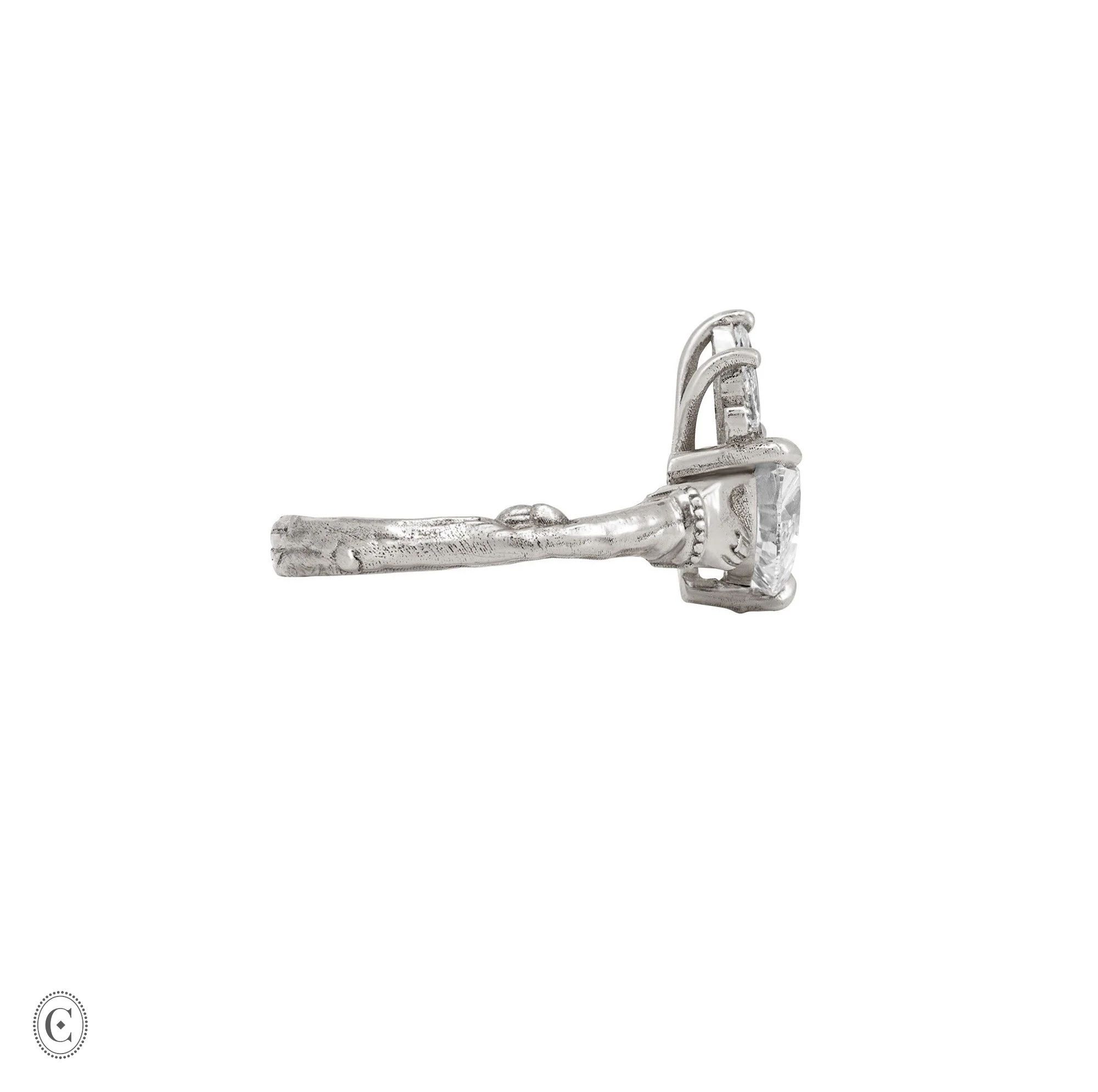 Claddagh 2ct Heart Cut Diamond Engagement Ring - 14k White Gold - Image 3