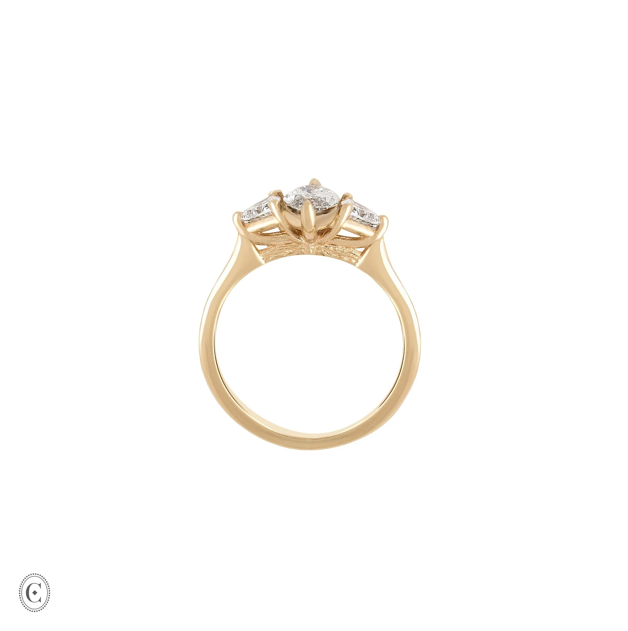Everlasting Strength - Marquis & Trillion Cut Three Stone Diamond Engagement Ring 14k Gold - Image 3