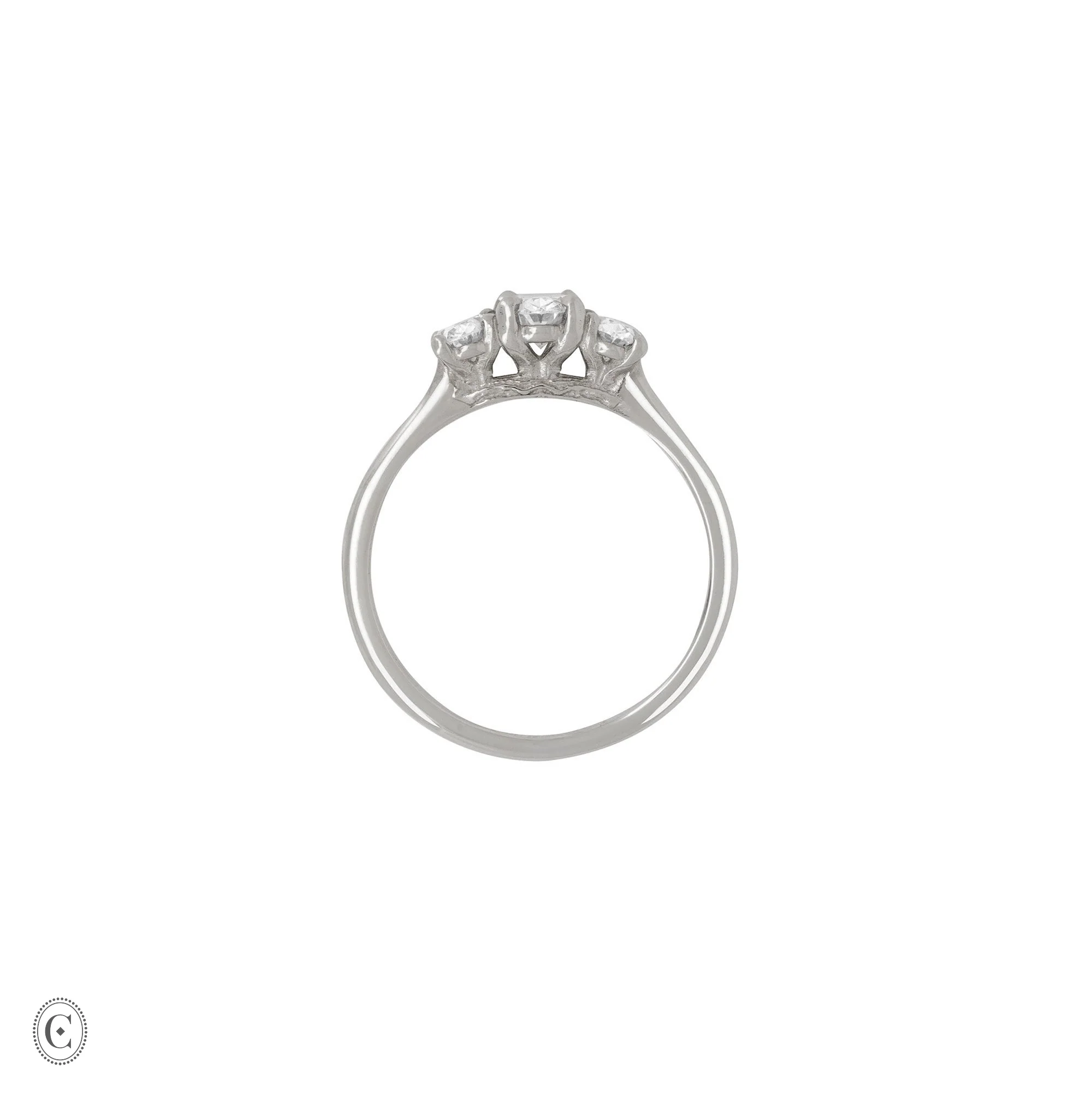 Guiding Light Trilogy - Oval Diamond Engagement Ring 14k White Gold - Image 3