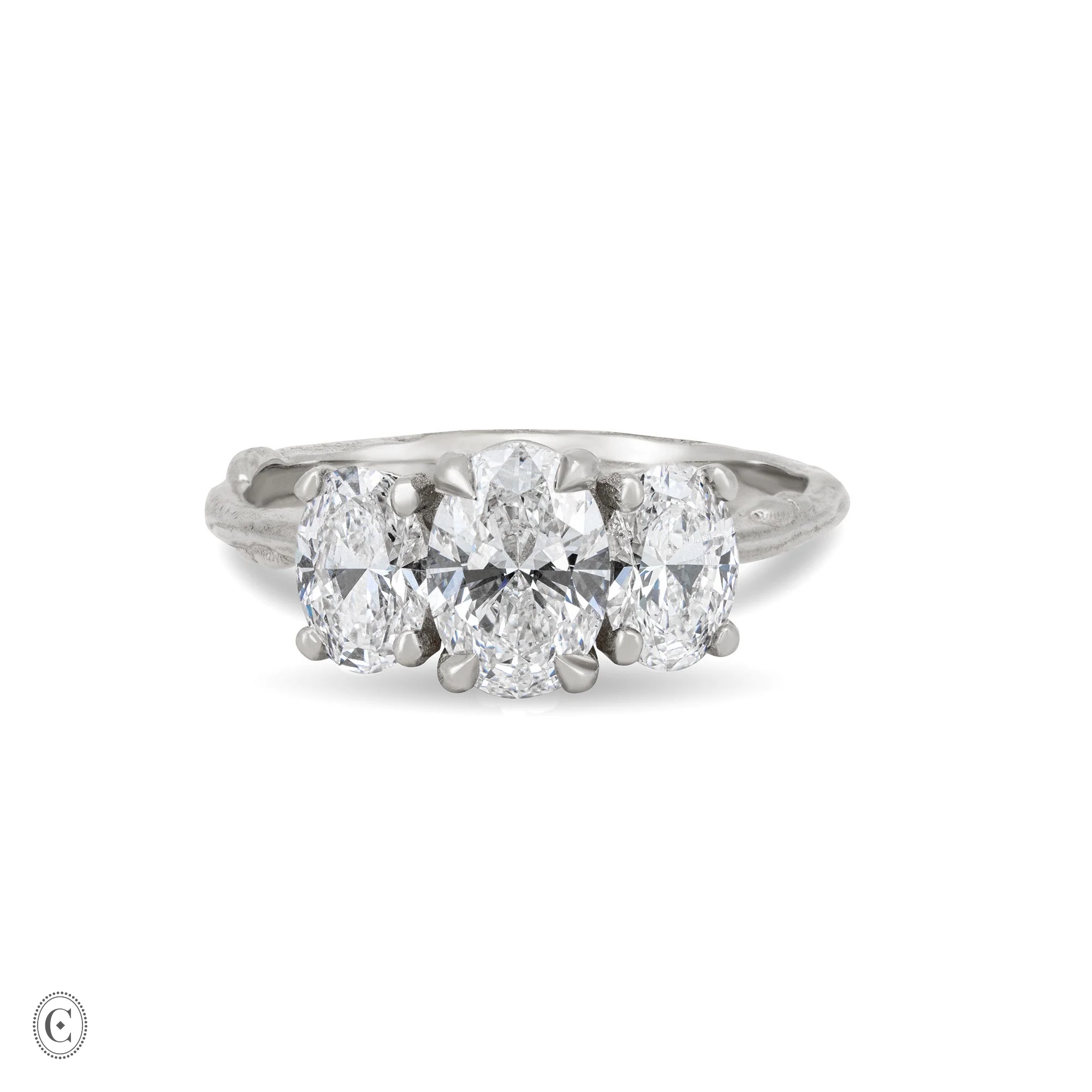 Guiding Light Trilogy - Oval Diamond Engagement Ring 14k White Gold - Image 4