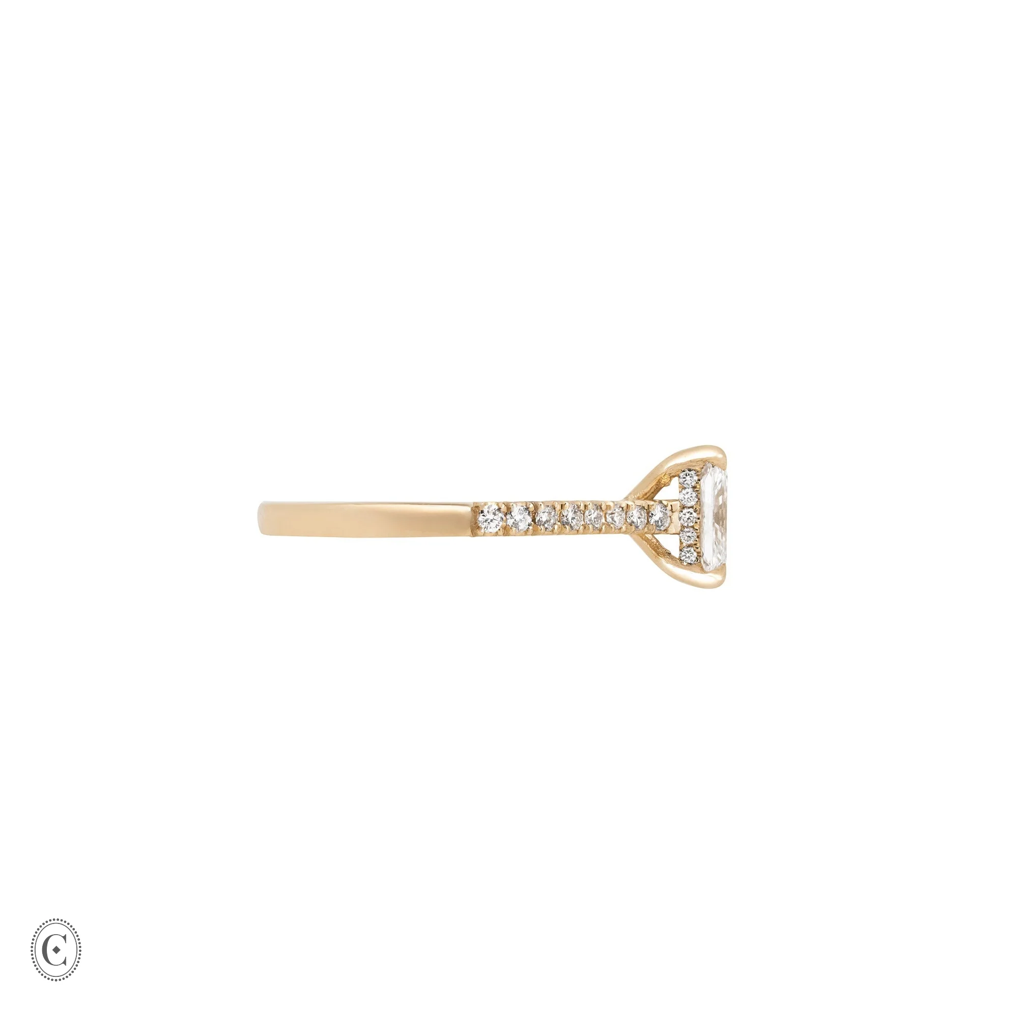Heritage - Radiant Cut Diamond Engagement Ring with Eternity Set Band 14k Gold - Image 3