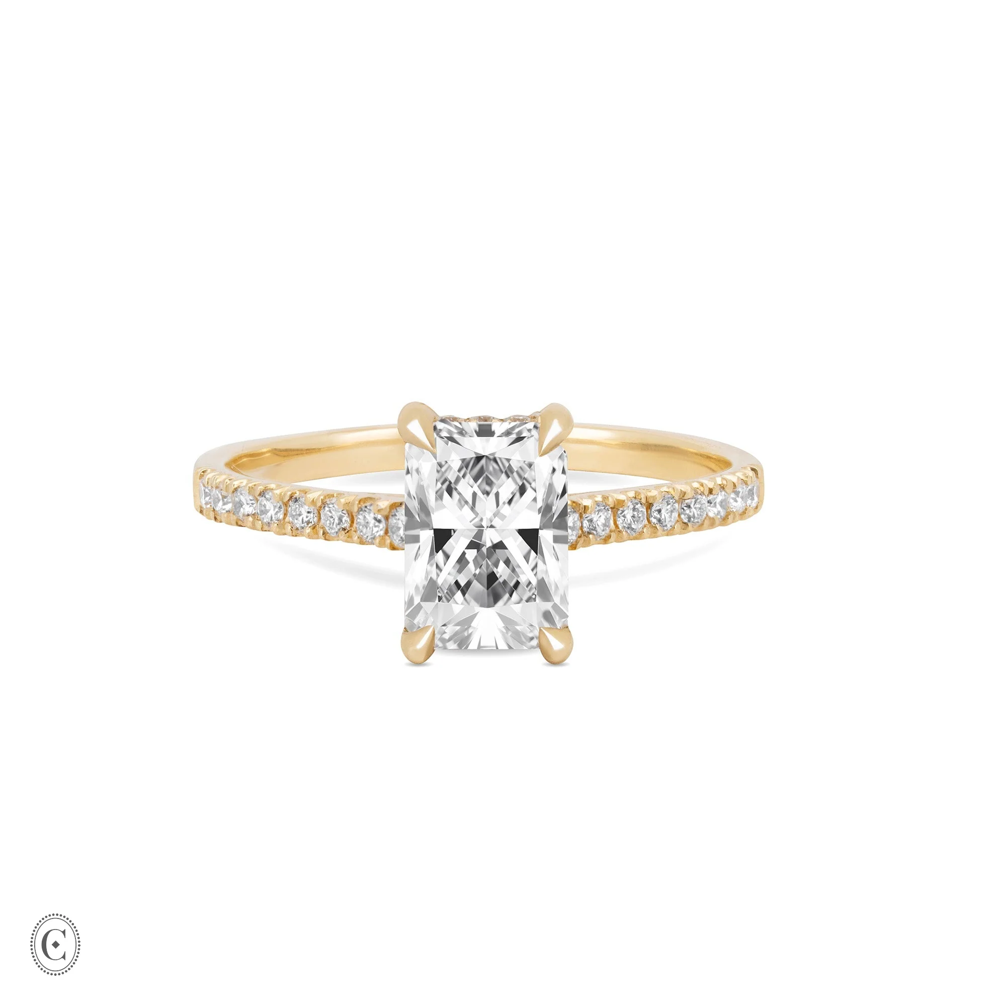 Heritage - Radiant Cut Diamond Engagement Ring with Eternity Set Band 14k Gold - Image 6