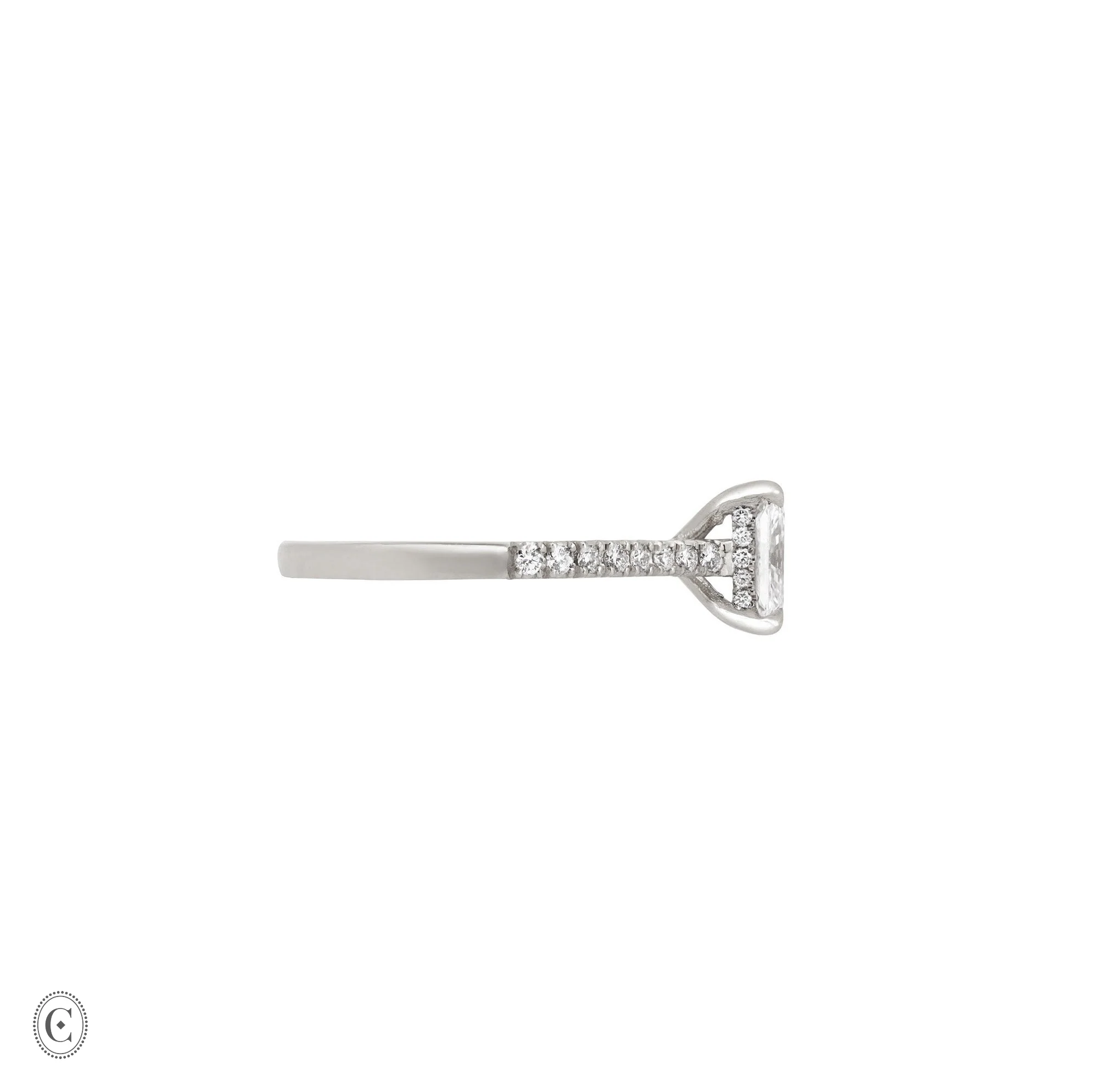 Heritage - Radiant Cut Diamond Engagement Ring with Eternity Set Band 14k White Gold - Image 3