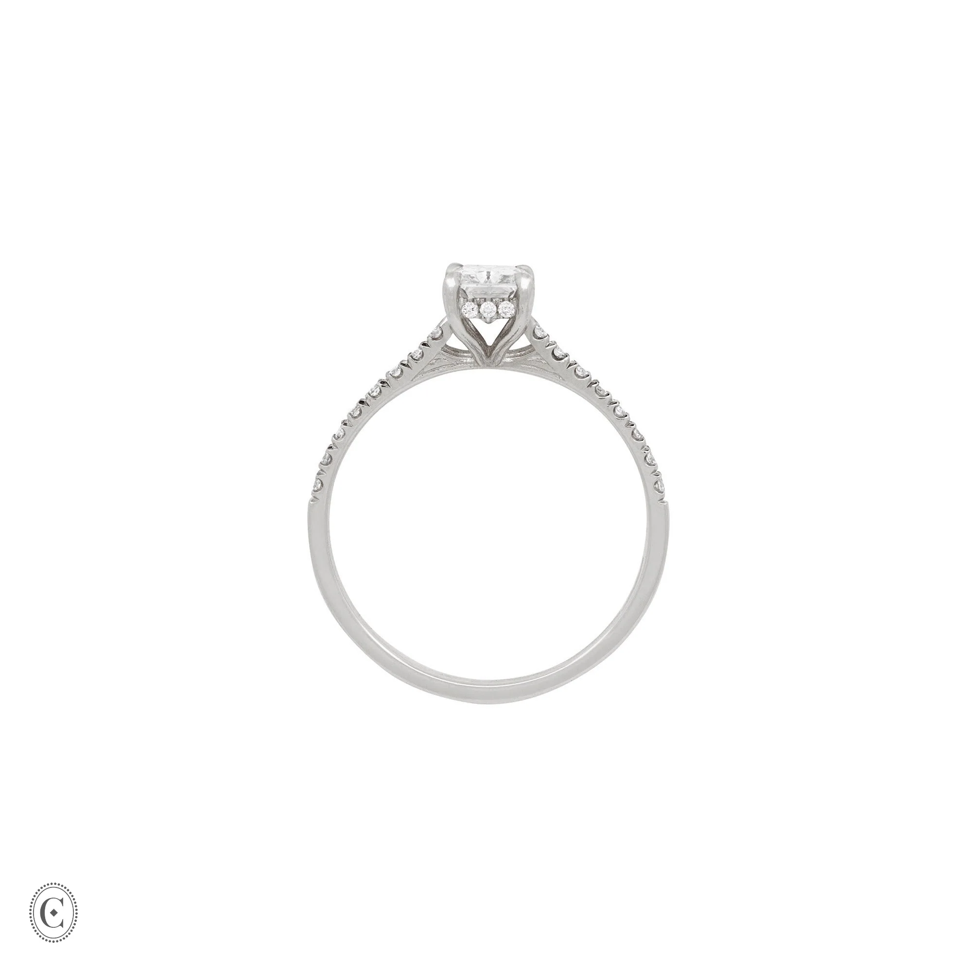 Heritage - Radiant Cut Diamond Engagement Ring with Eternity Set Band 14k White Gold - Image 4