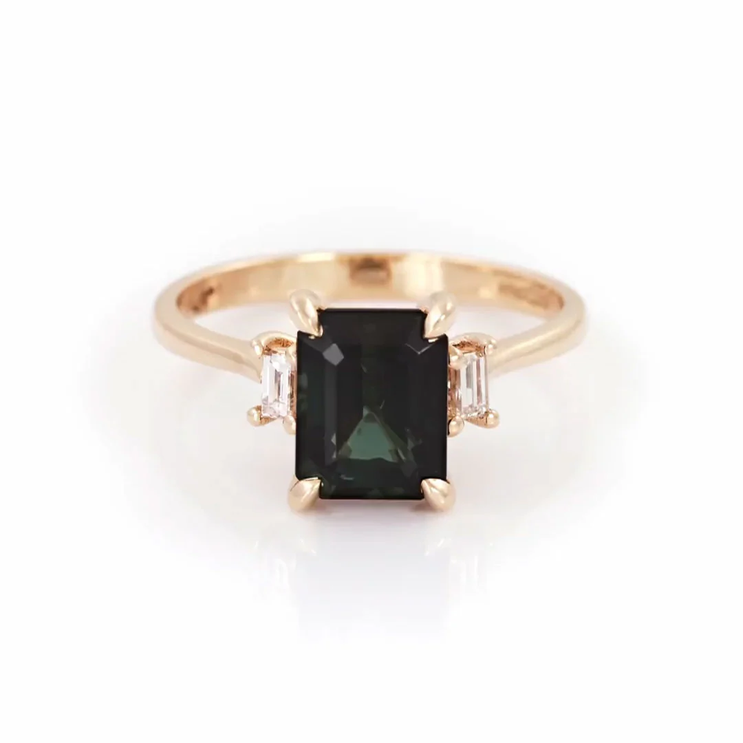 Hero Ring 1.8ct Green Tourmaline & Diamond Ring - 14k Polished Gold - Image 4
