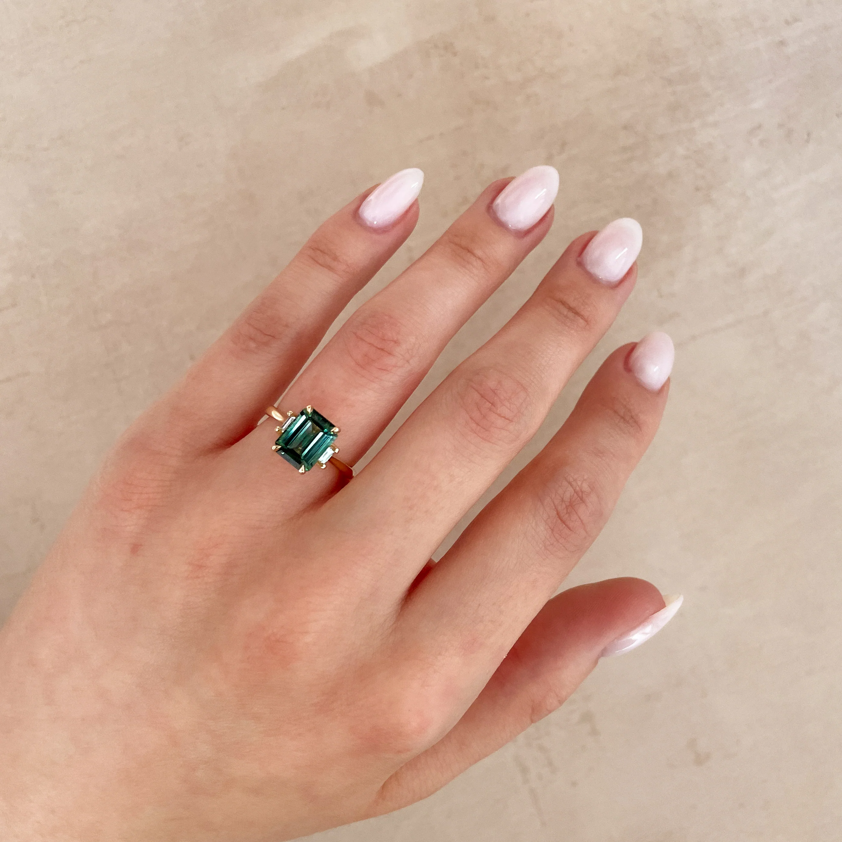 Hero Ring 1.8ct Green Tourmaline & Diamond Ring - 14k Polished White Gold - Image 6
