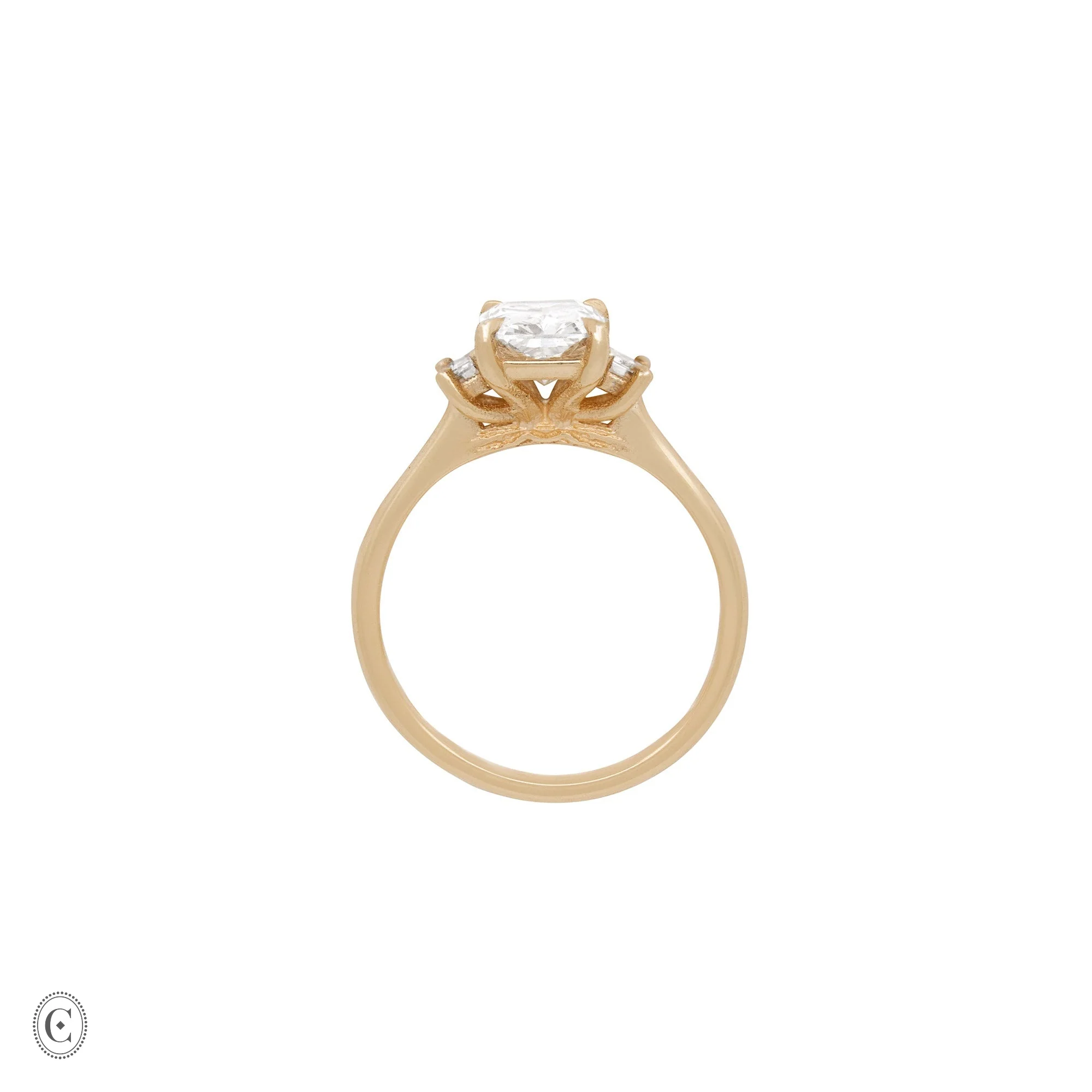 Hero - Radiant Cut Three Stone Diamond Engagement Ring 14k Gold - Image 3