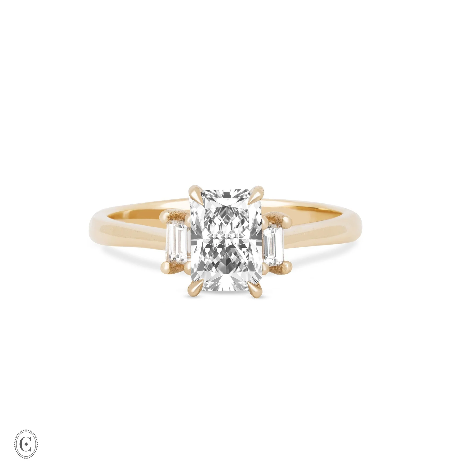 Hero - Radiant Cut Three Stone Diamond Engagement Ring 14k Gold - Image 4