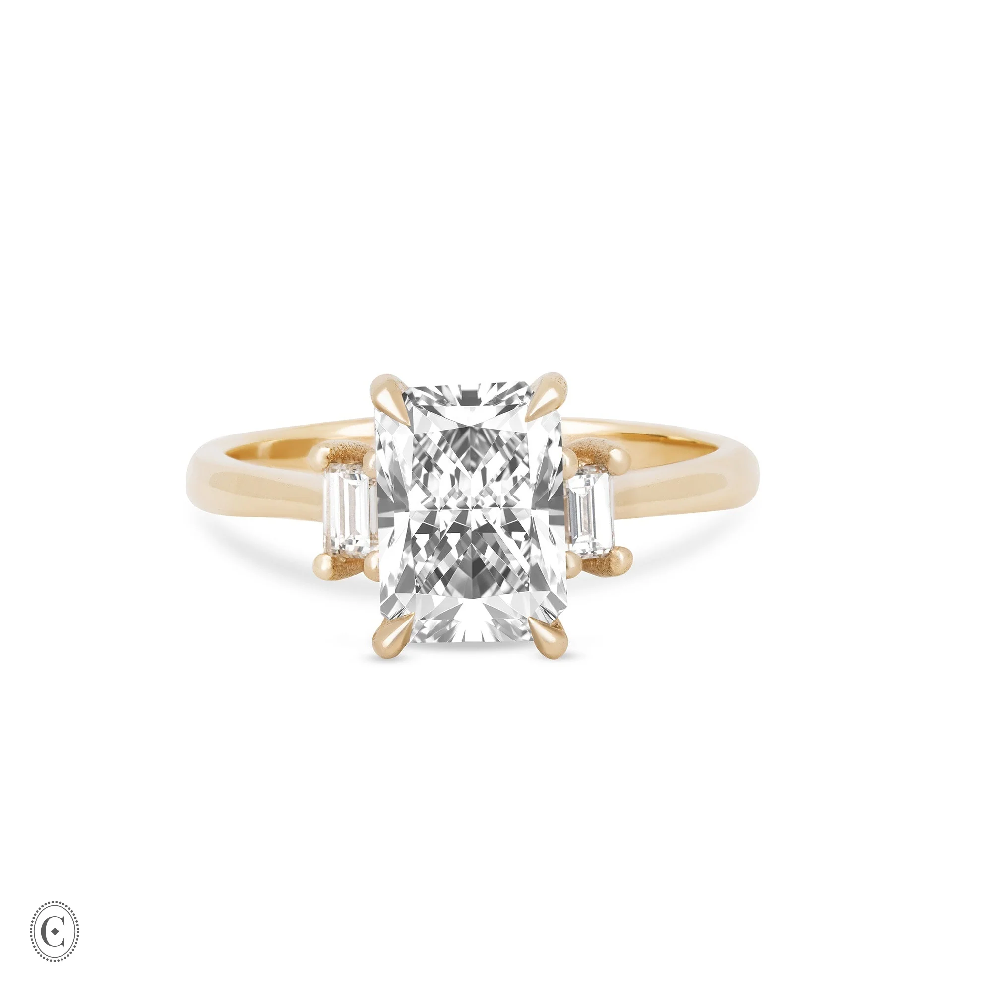 Hero - Radiant Cut Three Stone Diamond Engagement Ring 14k Gold - Image 5
