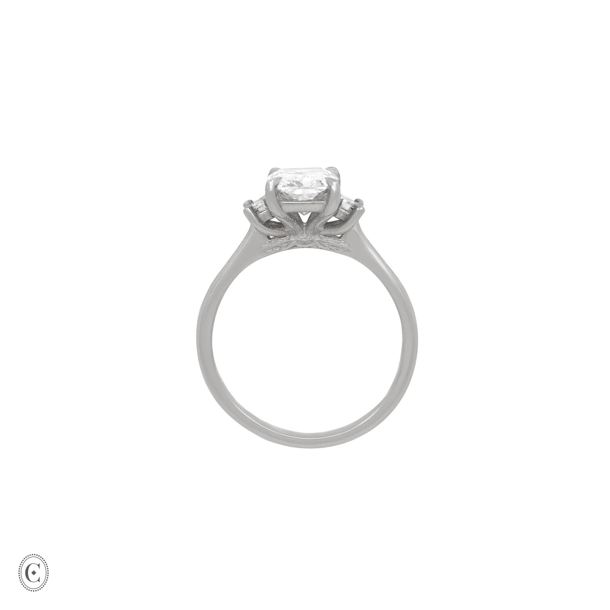 Hero - Radiant Cut Three Stone Diamond Engagement Ring 14k White Gold - Image 3