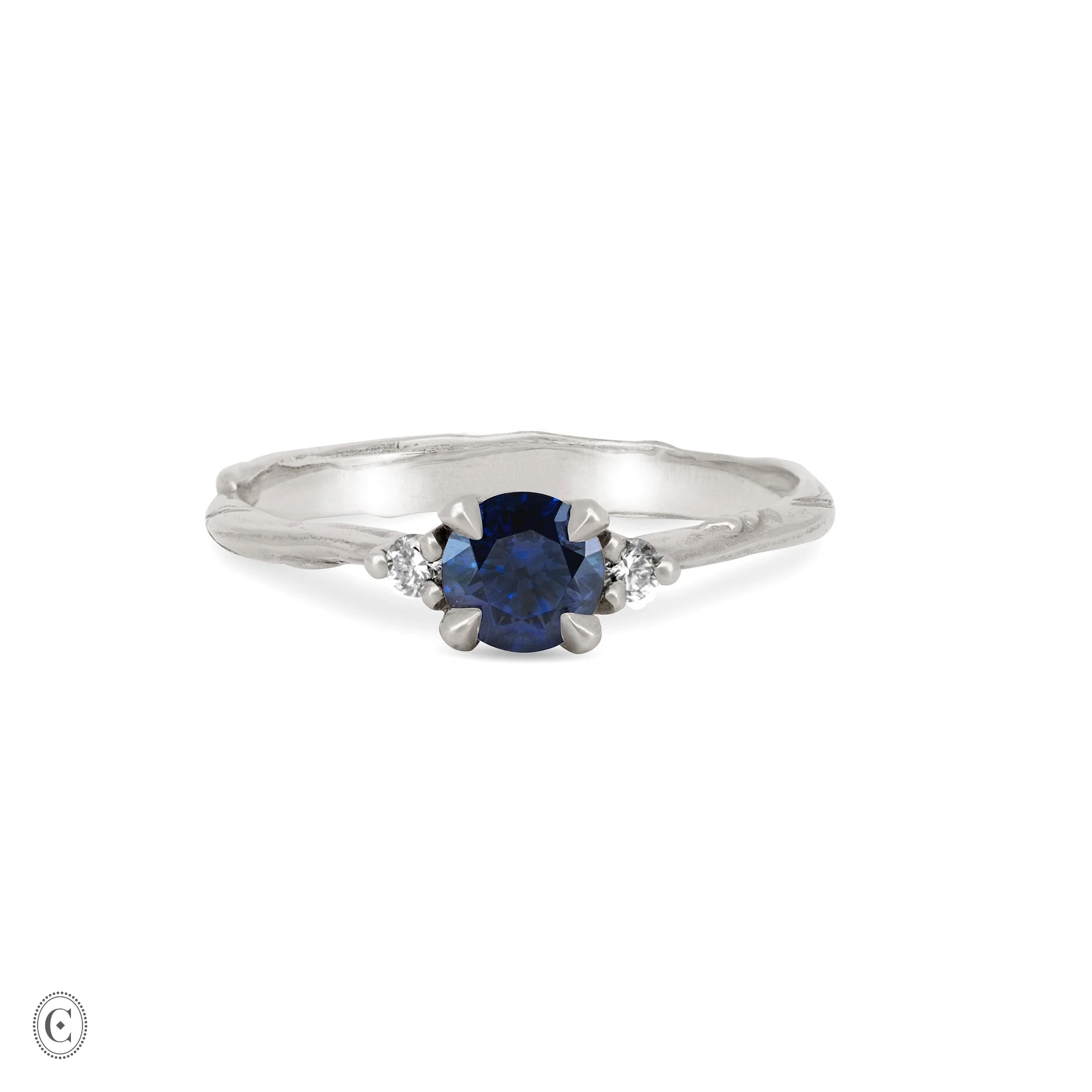 Love is All - Blue Sapphire Engagement Ring 14k White Gold - Image 5