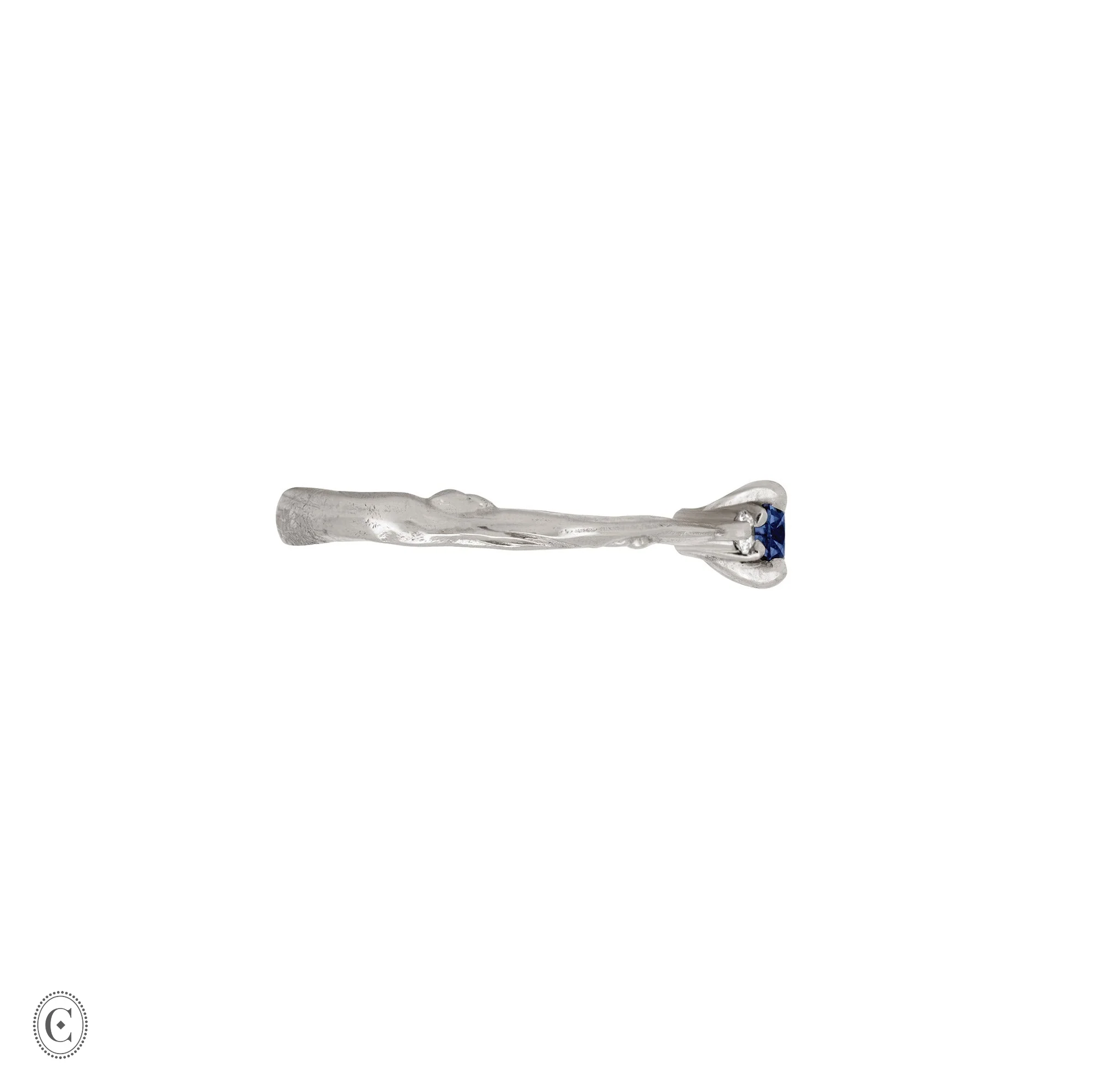 Love is All - Blue Sapphire Engagement Ring 14k White Gold - Image 6