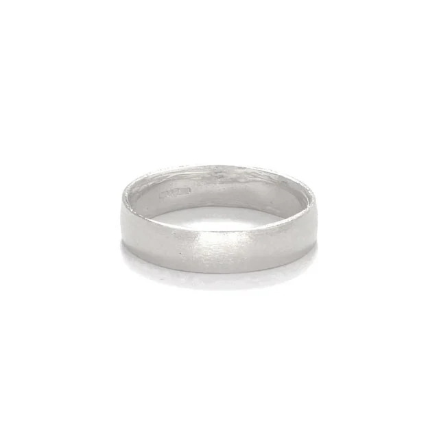 Hawthorn Bark 5.95mm Men's Wedding Ring - 14k Polished White Gold (Wide Band) - Image 3
