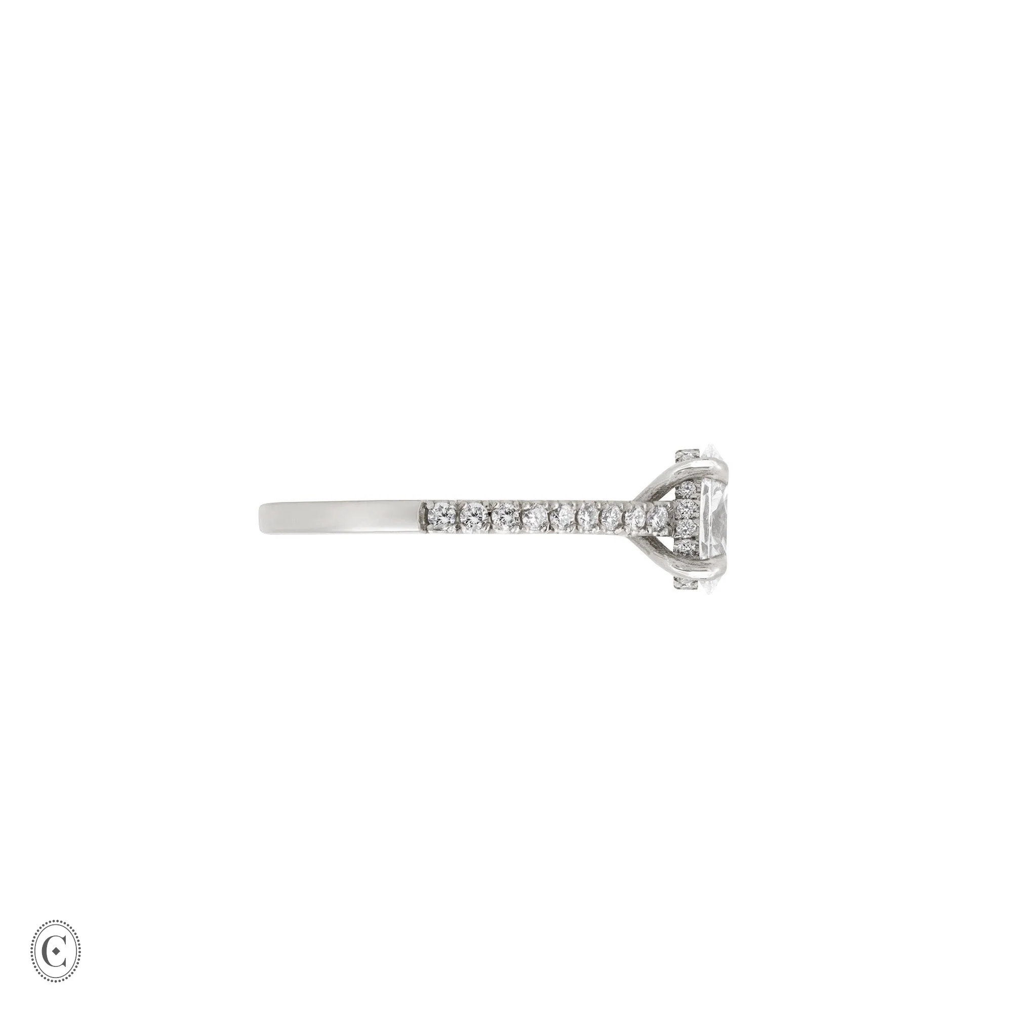 Moonlight - Eternity Oval Diamond Engagement Ring 14k White Gold - Image 3