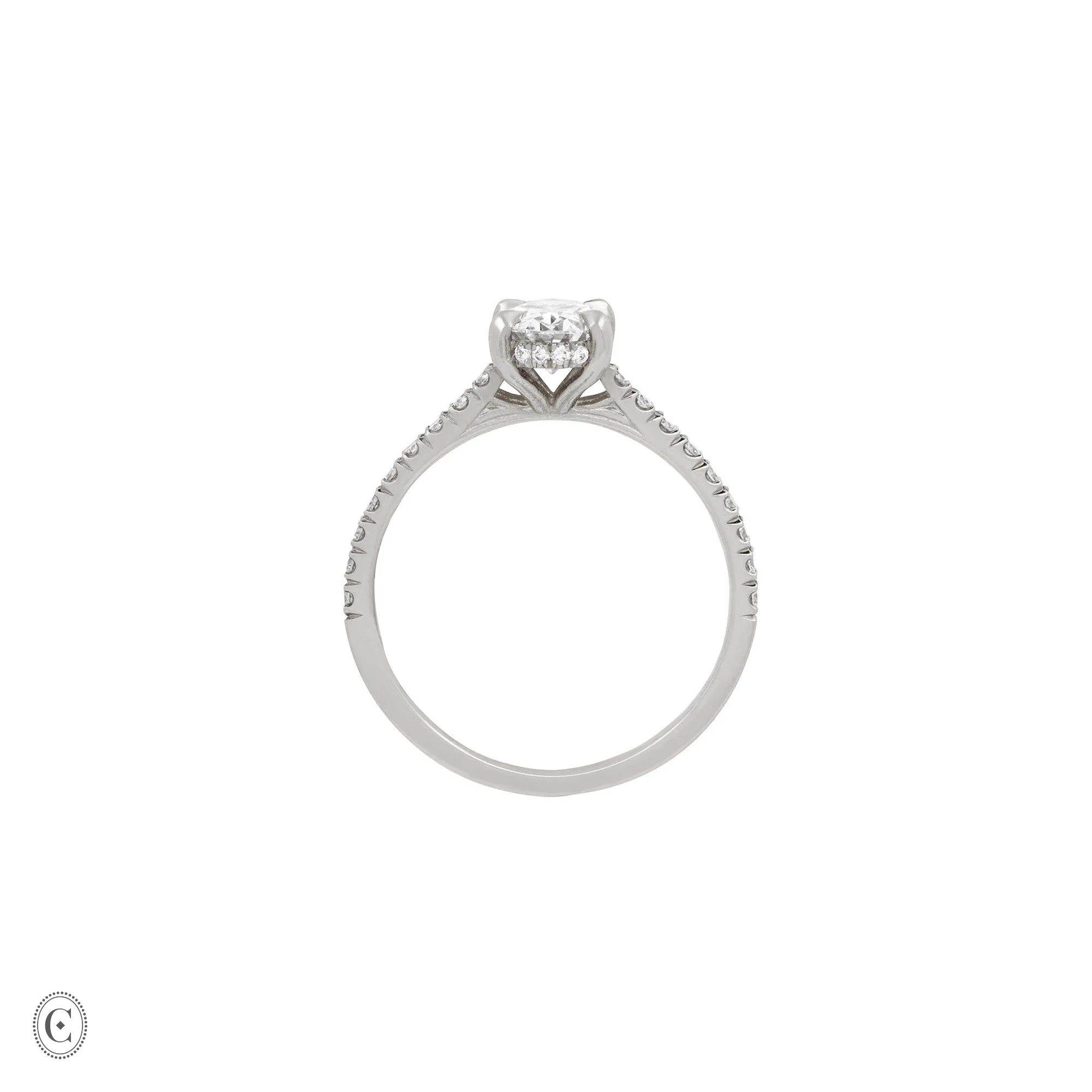 Moonlight - Eternity Oval Diamond Engagement Ring 14k White Gold - Image 4