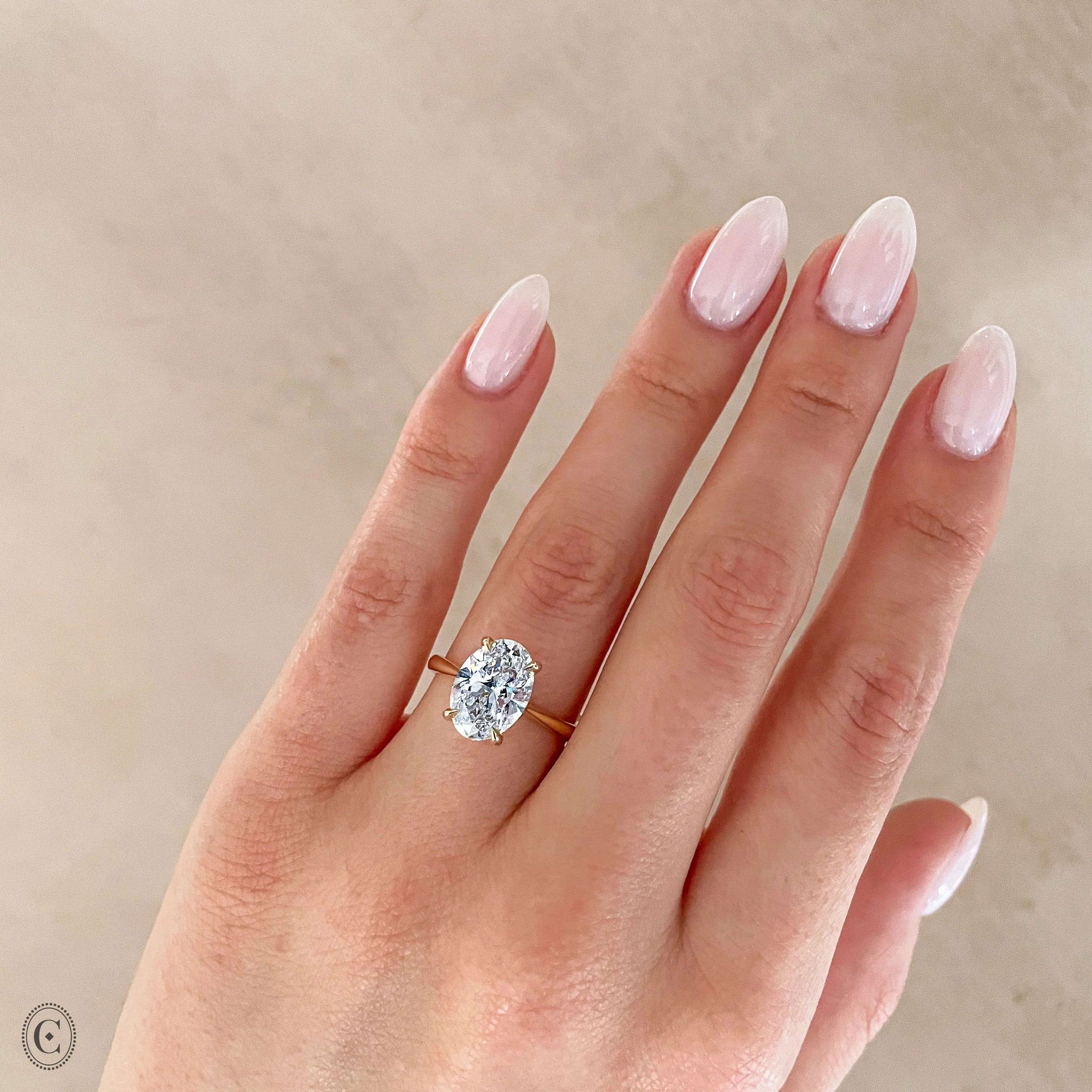 Moonlight  - Oval Diamond Engagement Ring 14k White Gold - Image 3