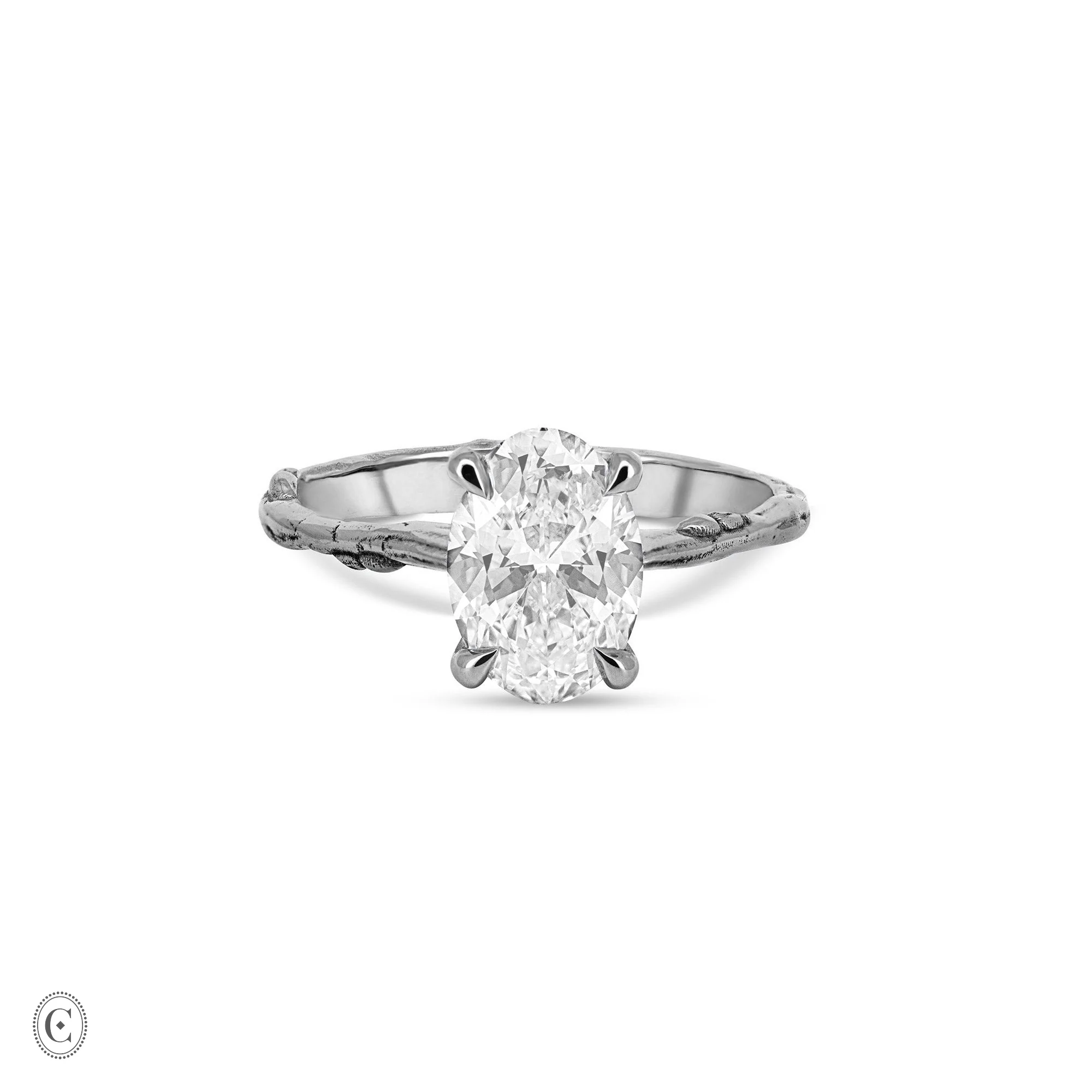 Moonlight  - Oval Diamond Engagement Ring 14k White Gold - Image 6