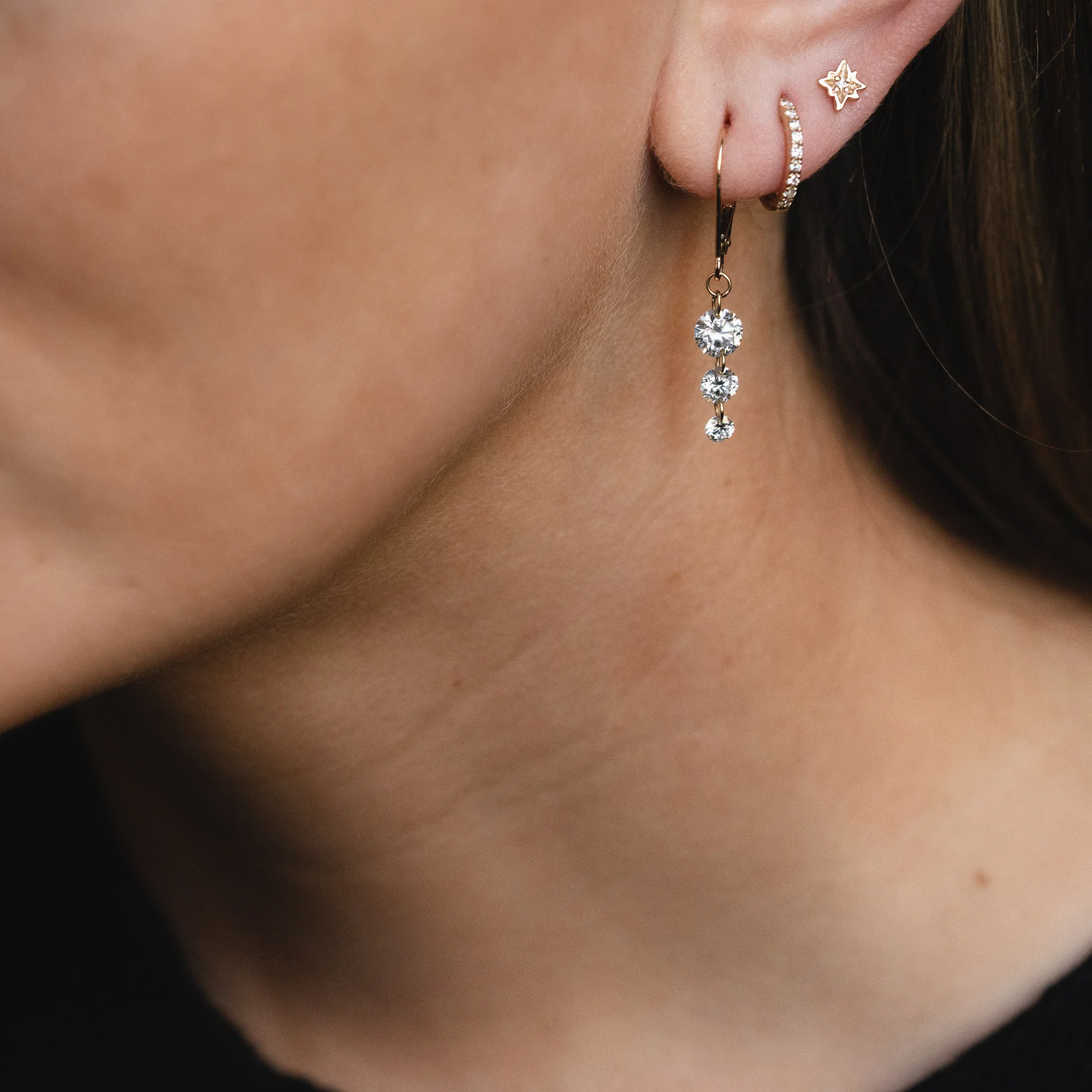 Raindrop Diamond Earrings - 14k White Gold - Image 3