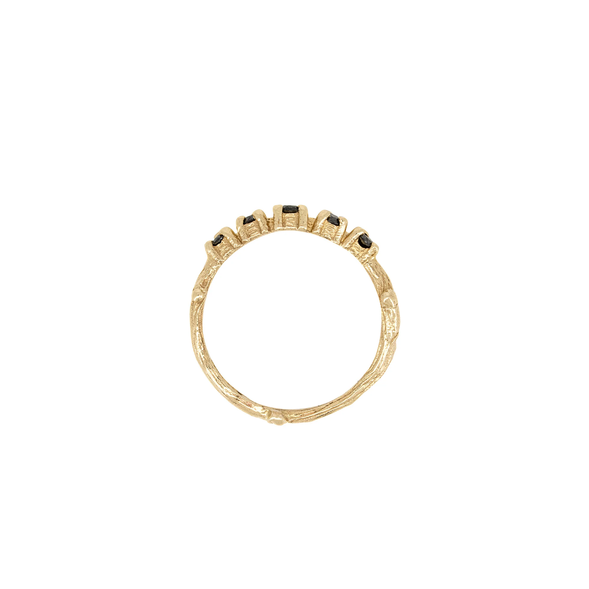 Crown of Sky Black Diamond Ring - 14k Gold Twig Band - Image 3