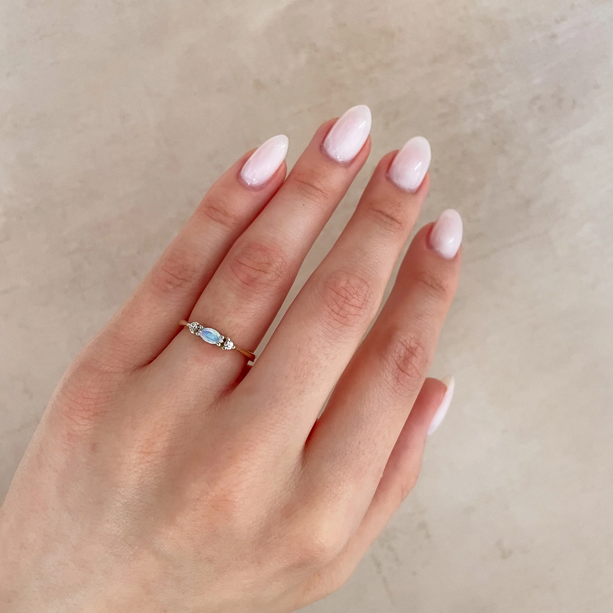 Daydreamer Ring Marquise Opal & Diamond Ring - 14k Polished Gold - Image 5