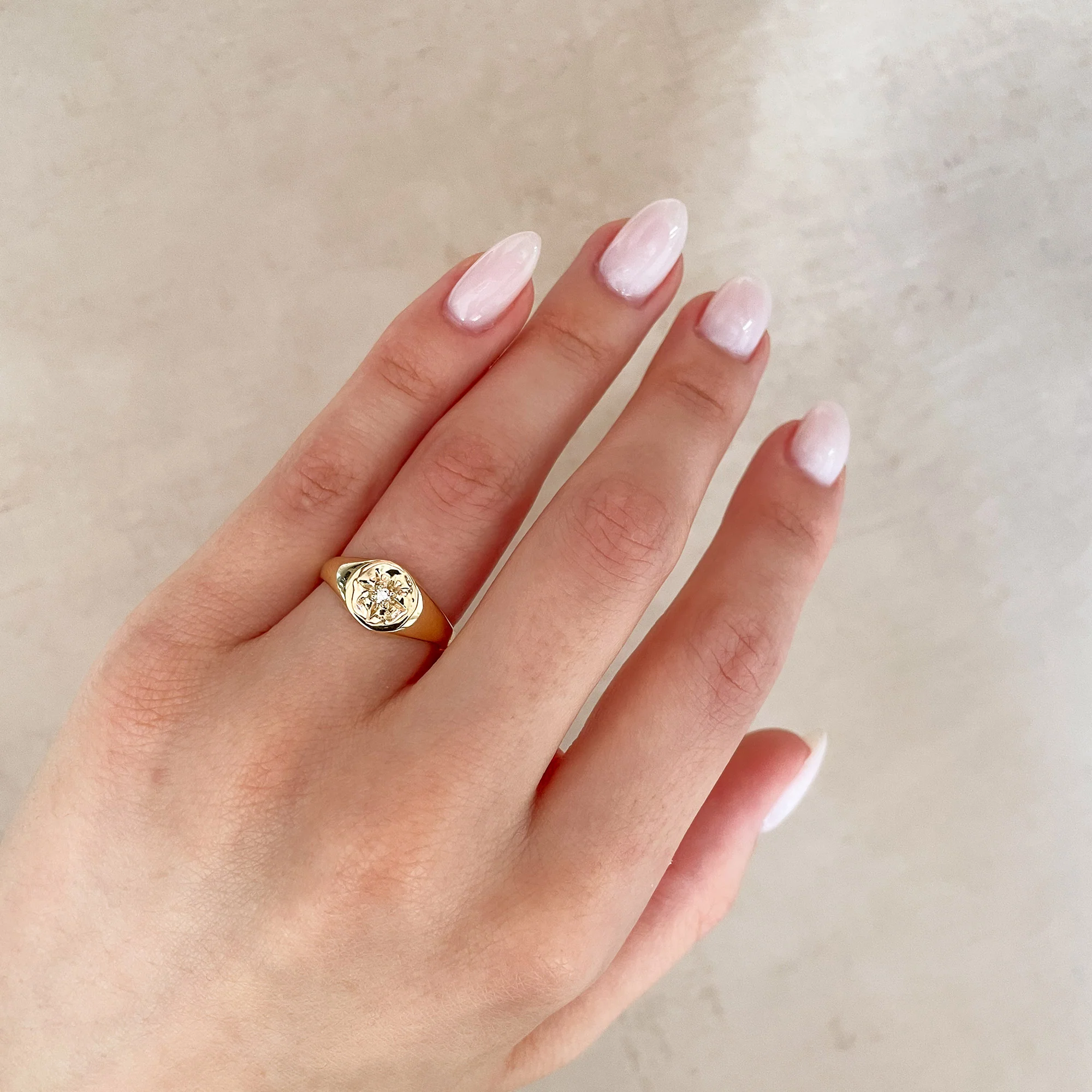 North Star Lab Grown Diamond Original Signet Ring - 14k Gold - Image 5