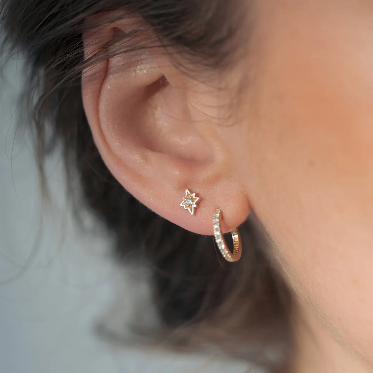 North Star Lab Grown Diamond Stud Earrings - 14k Gold - Image 3
