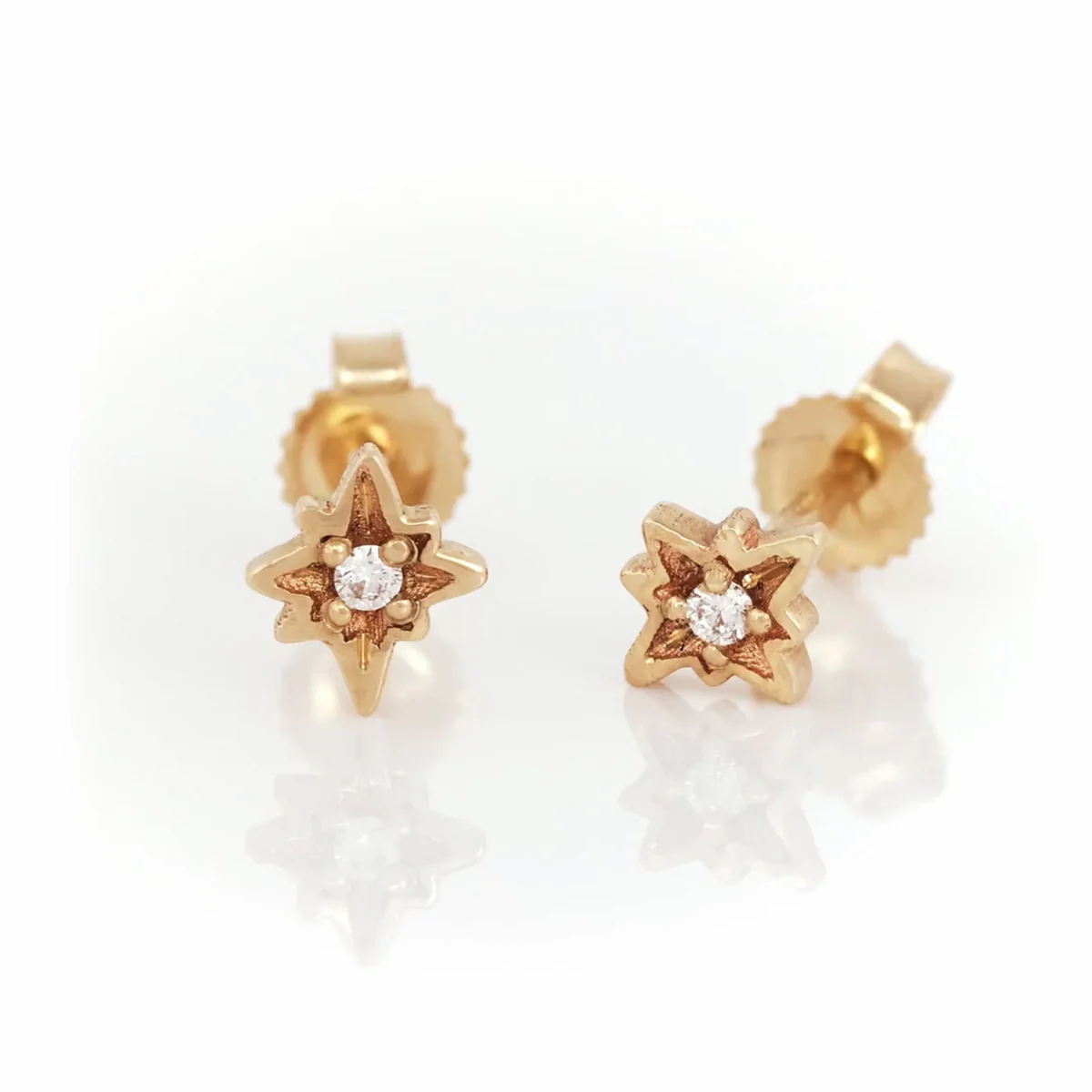 North Star Lab Grown Diamond Stud Earrings - 14k Gold - Image 4