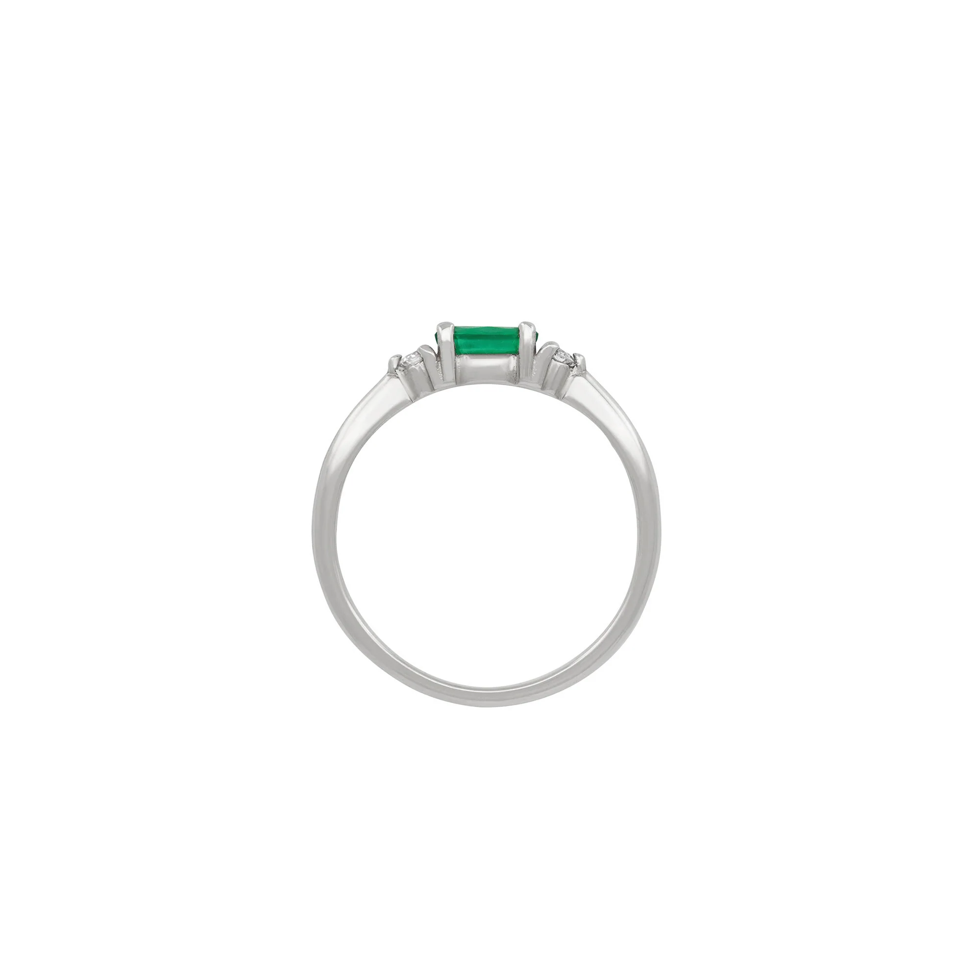 Daydreamer Ring Marquise Emerald & Diamond Ring - 14k Polished White Gold - Image 3