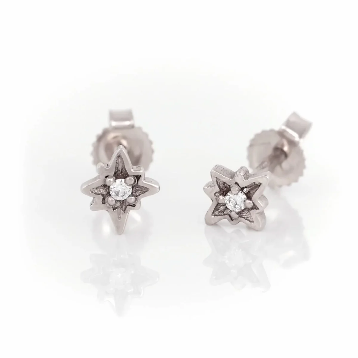 North Star Lab Grown Diamond Stud Earrings - 14k White Gold - Image 4
