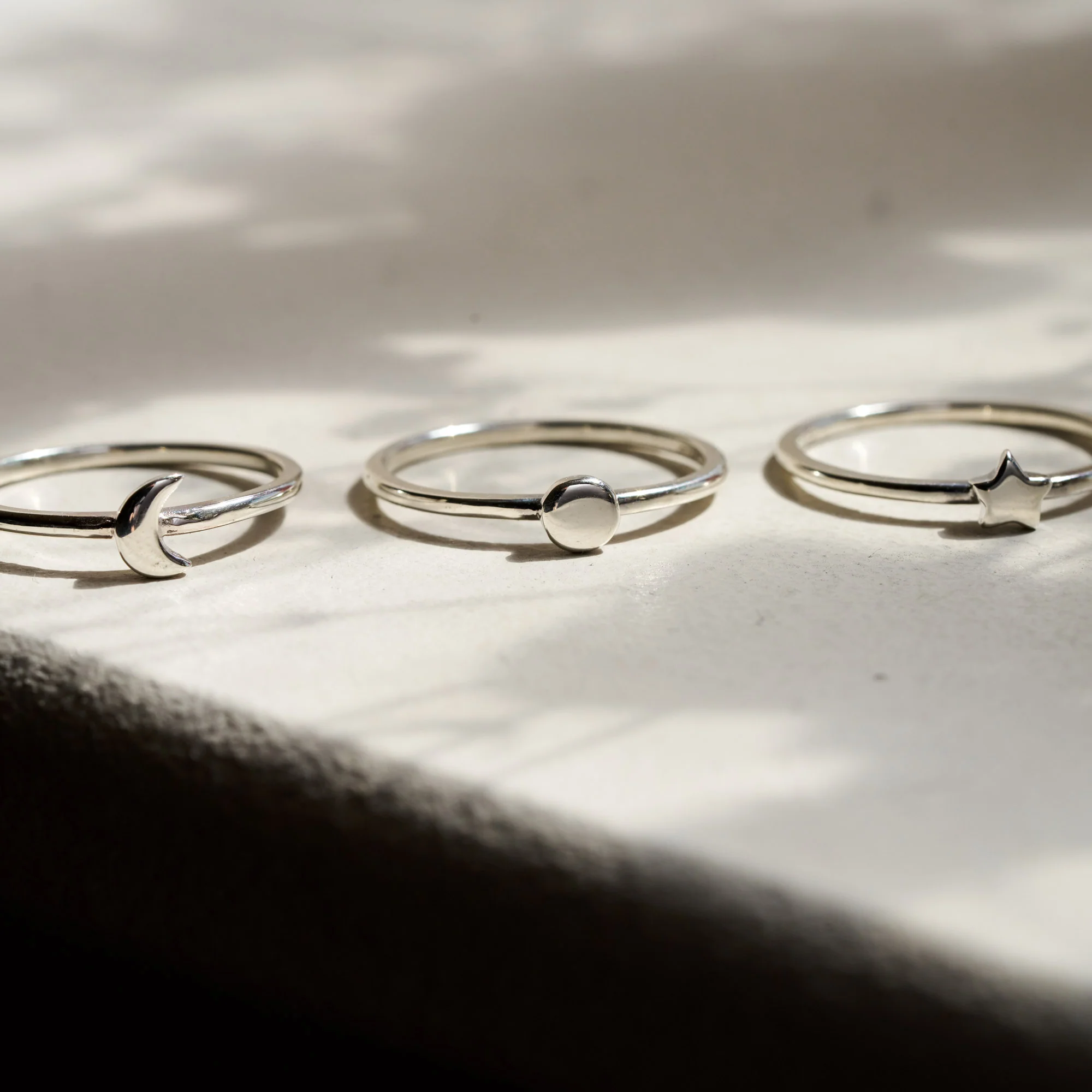Sterling Silver Sun Moon & Star Ring Stack - Image 3