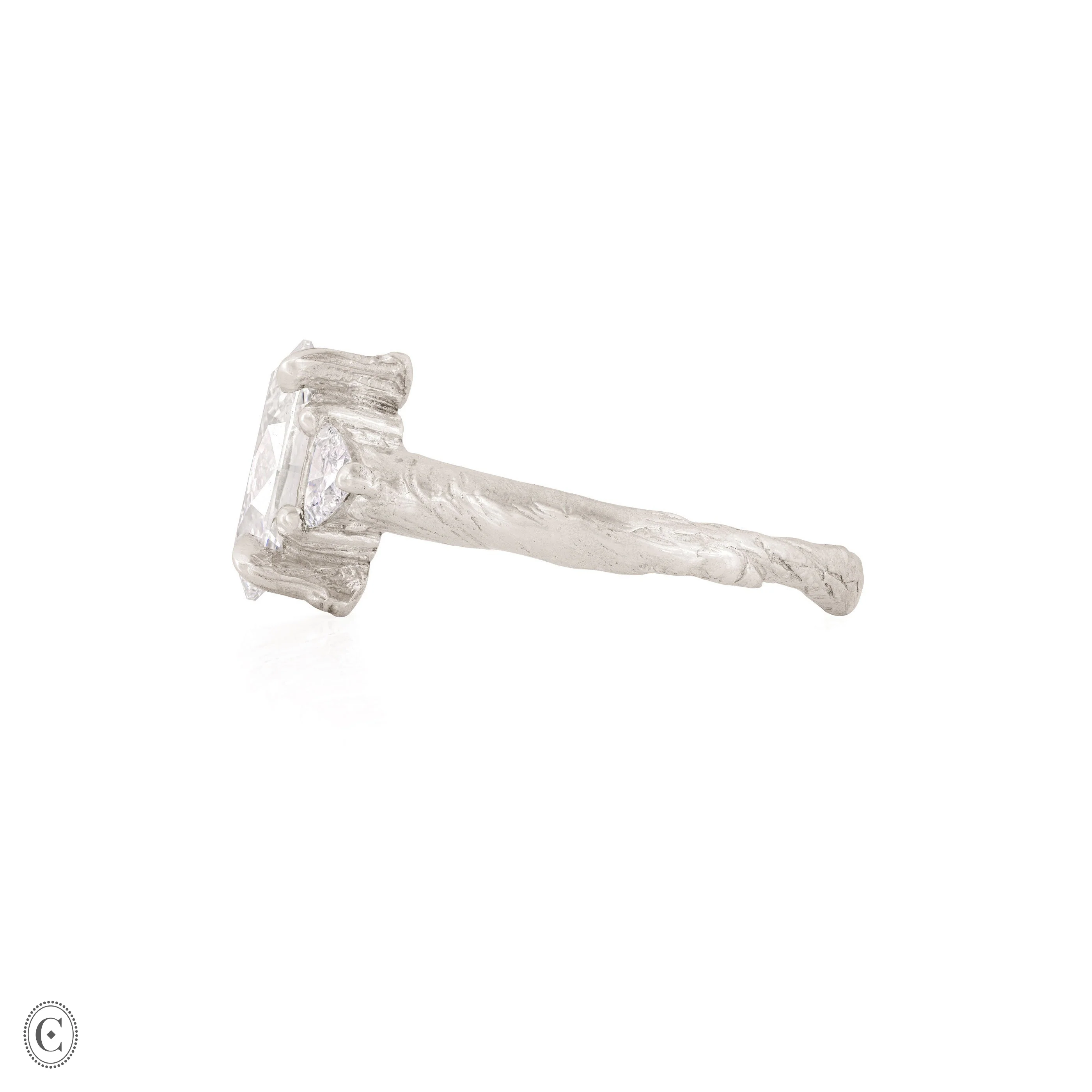 One in a Trillion 2.4ct Lab-Grown Oval Diamond Engagement Ring - 14k White Gold Twig Band - Image 3