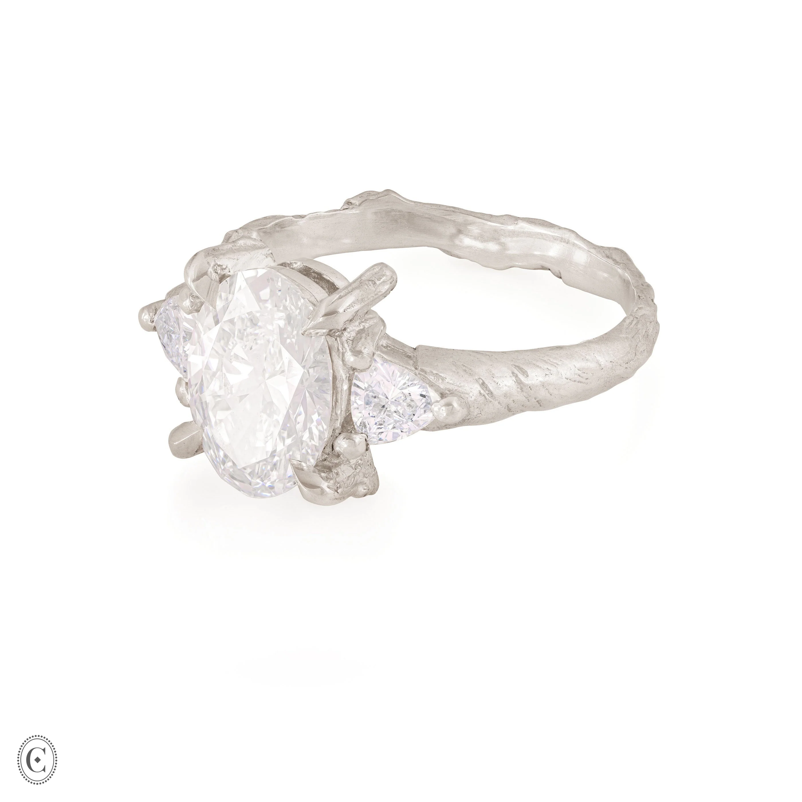One in a Trillion 2.4ct Lab-Grown Oval Diamond Engagement Ring - 14k White Gold Twig Band - Image 4