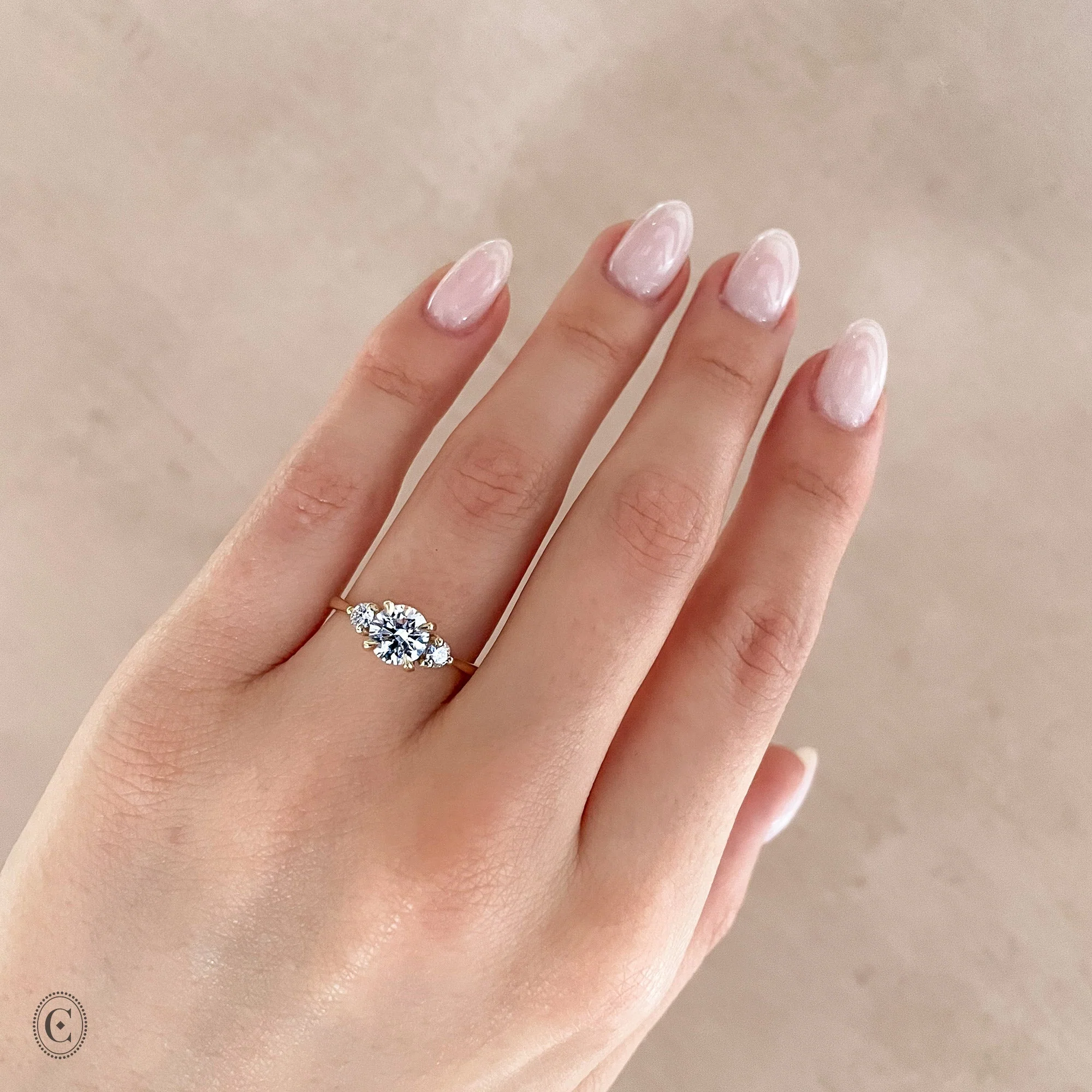You, Me & Magic - Round Cut Three Stone Engagement Ring 14k Gold - Image 4