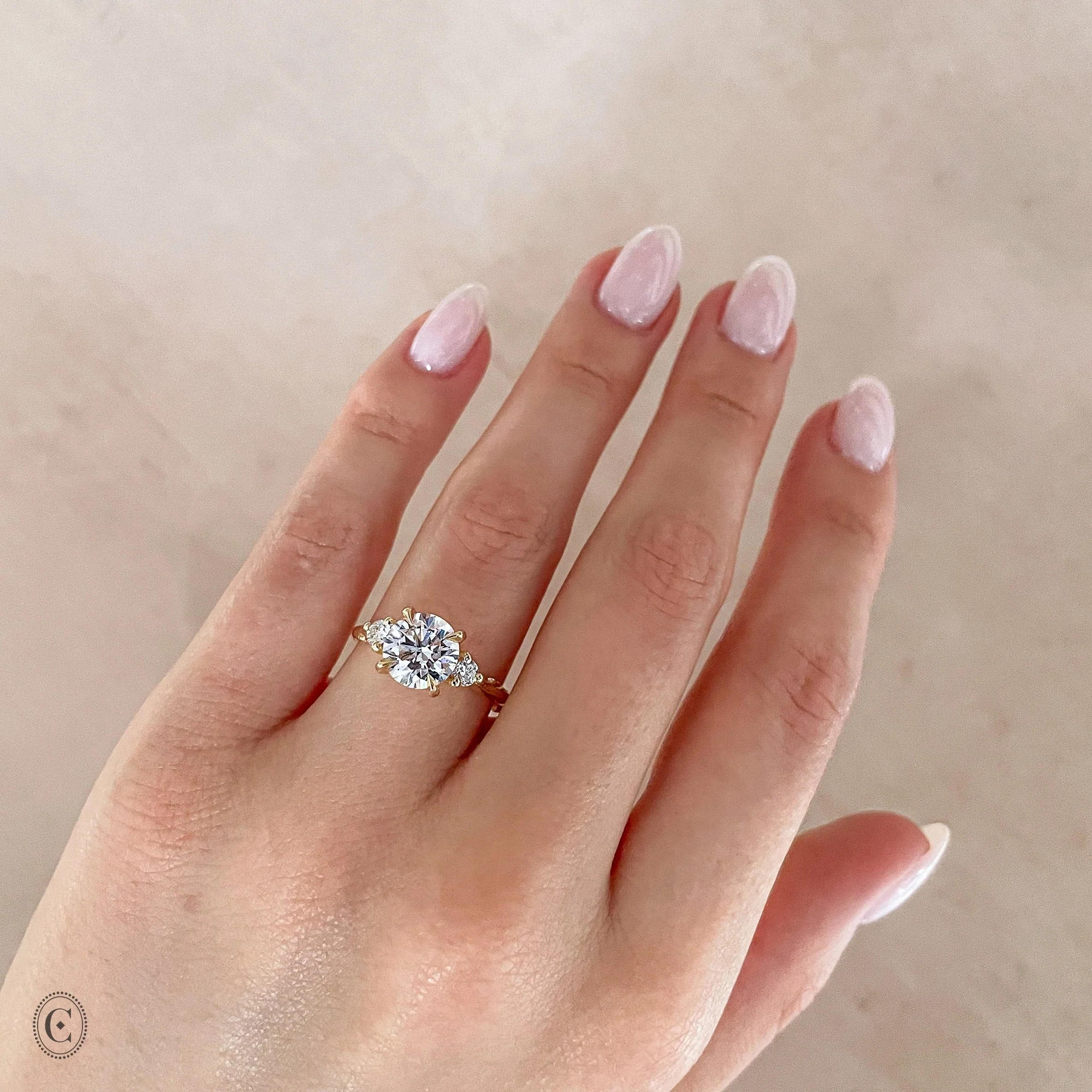 You, Me & Magic - Round Cut Three Stone Engagement Ring 14k Gold - Image 5
