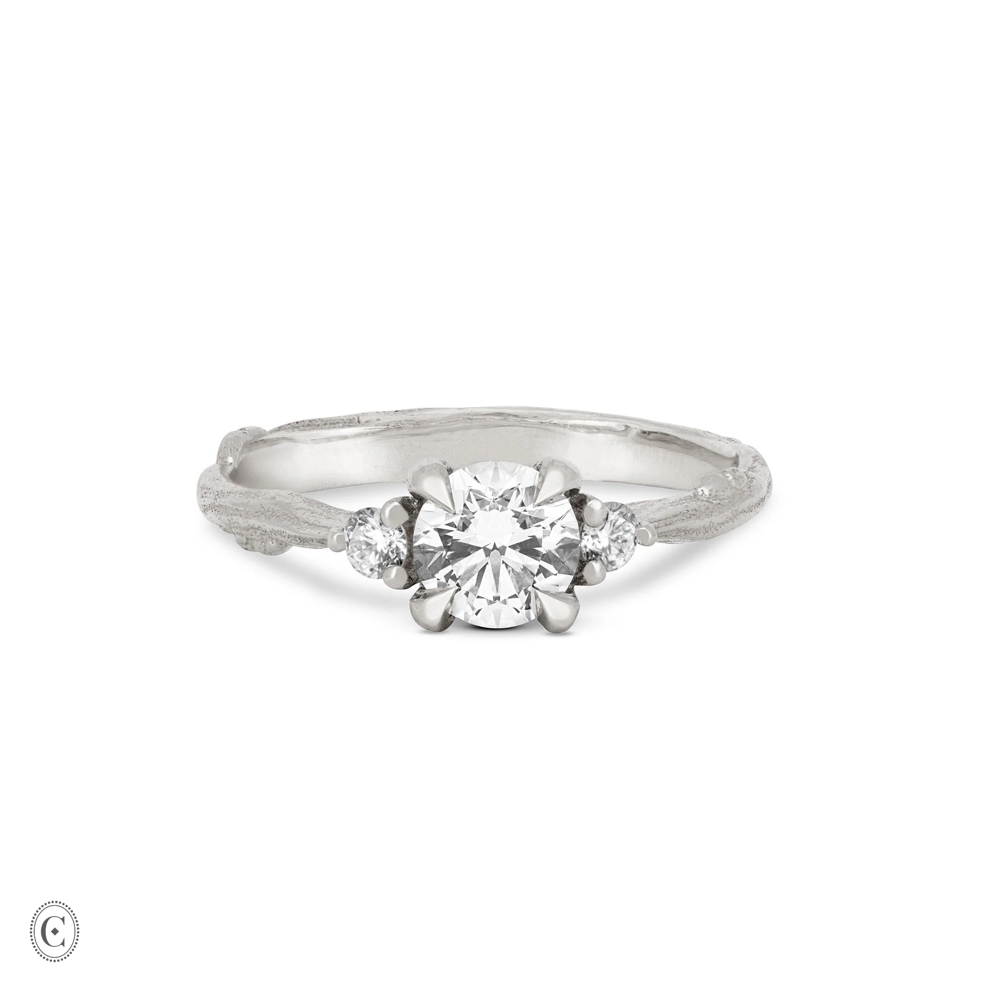 You, Me & Magic - Round Cut Three Stone Engagement Ring 14k White Gold - Image 13
