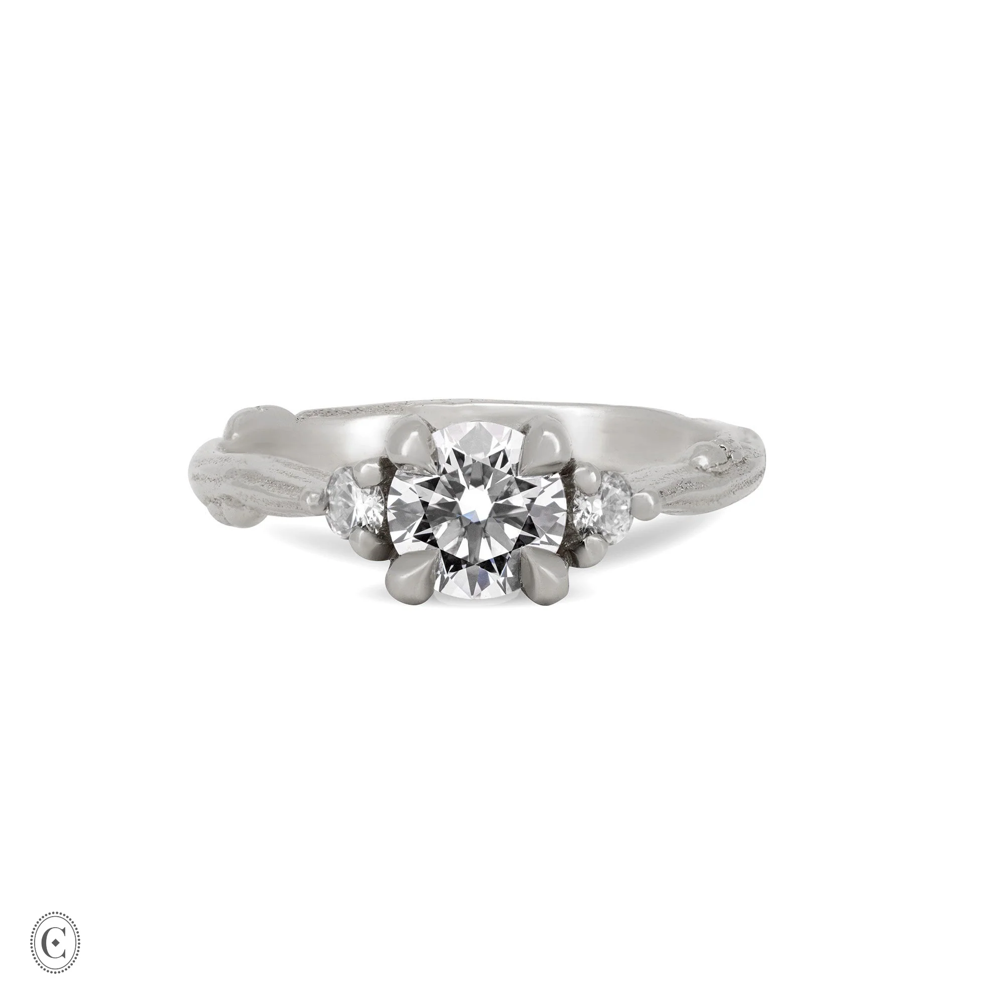 You, Me & Magic - Round Cut Three Stone Engagement Ring 14k White Gold - Image 14