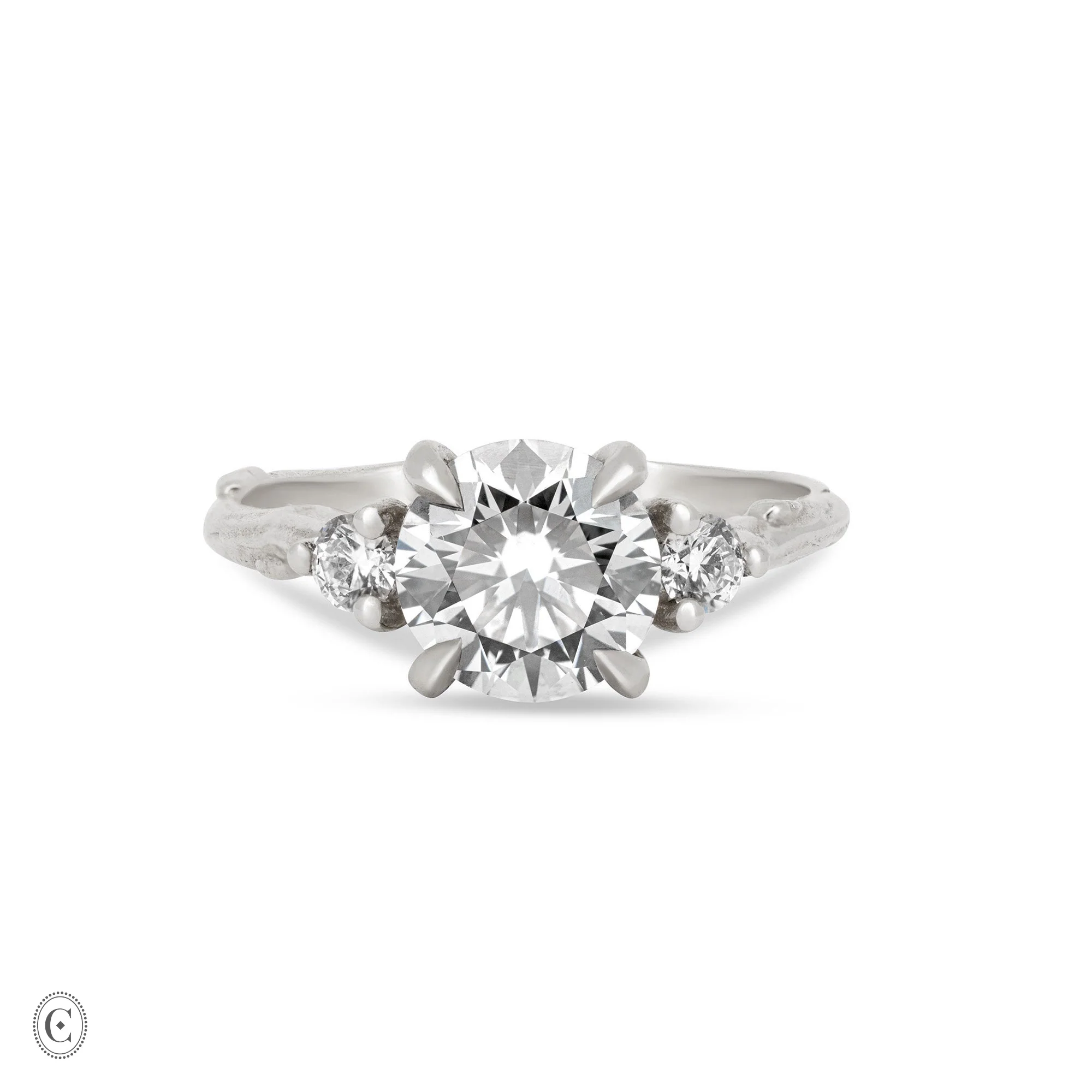 You, Me & Magic - Round Cut Three Stone Engagement Ring 14k White Gold - Image 15
