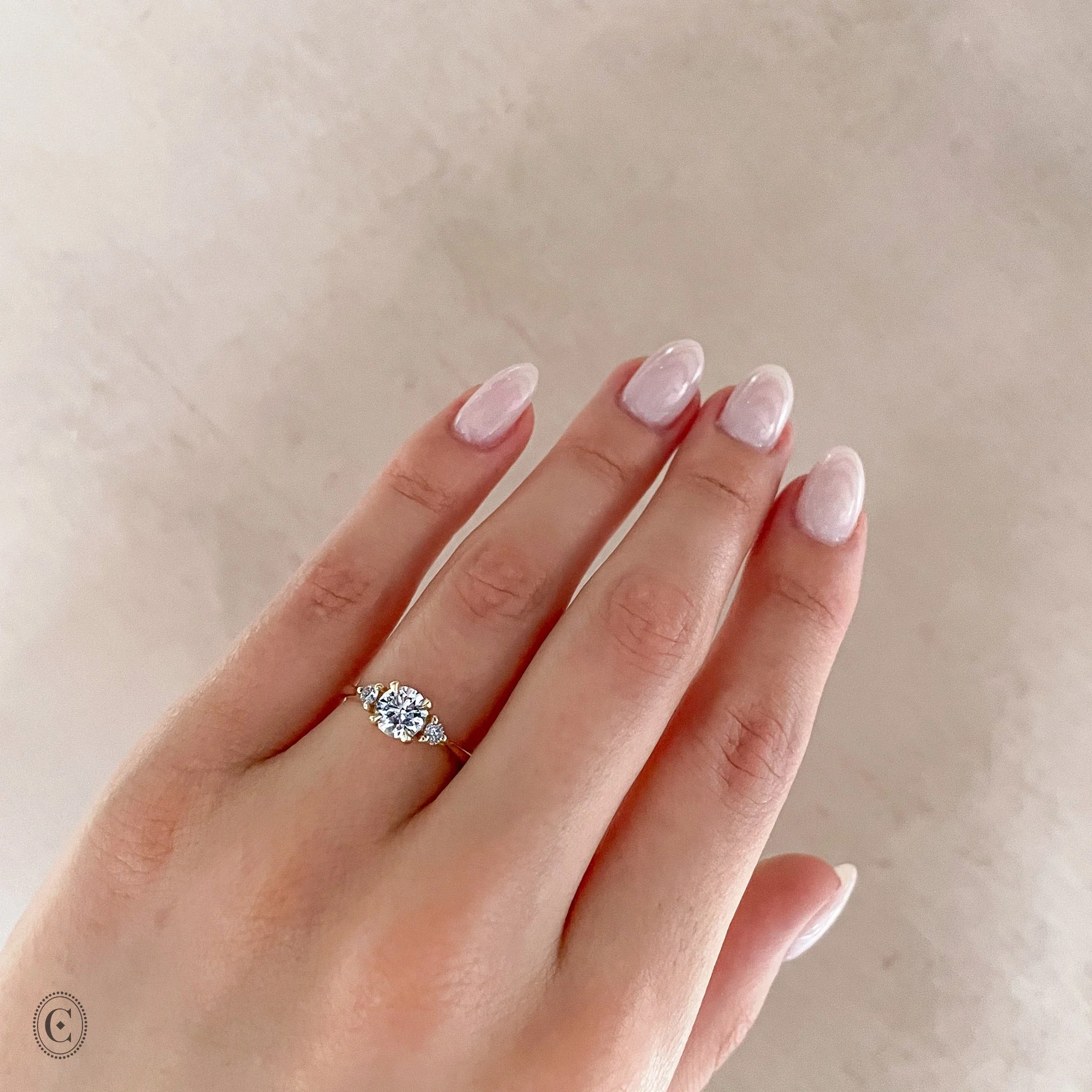 You, Me & Magic - Round Cut Three Stone Engagement Ring 14k White Gold - Image 3