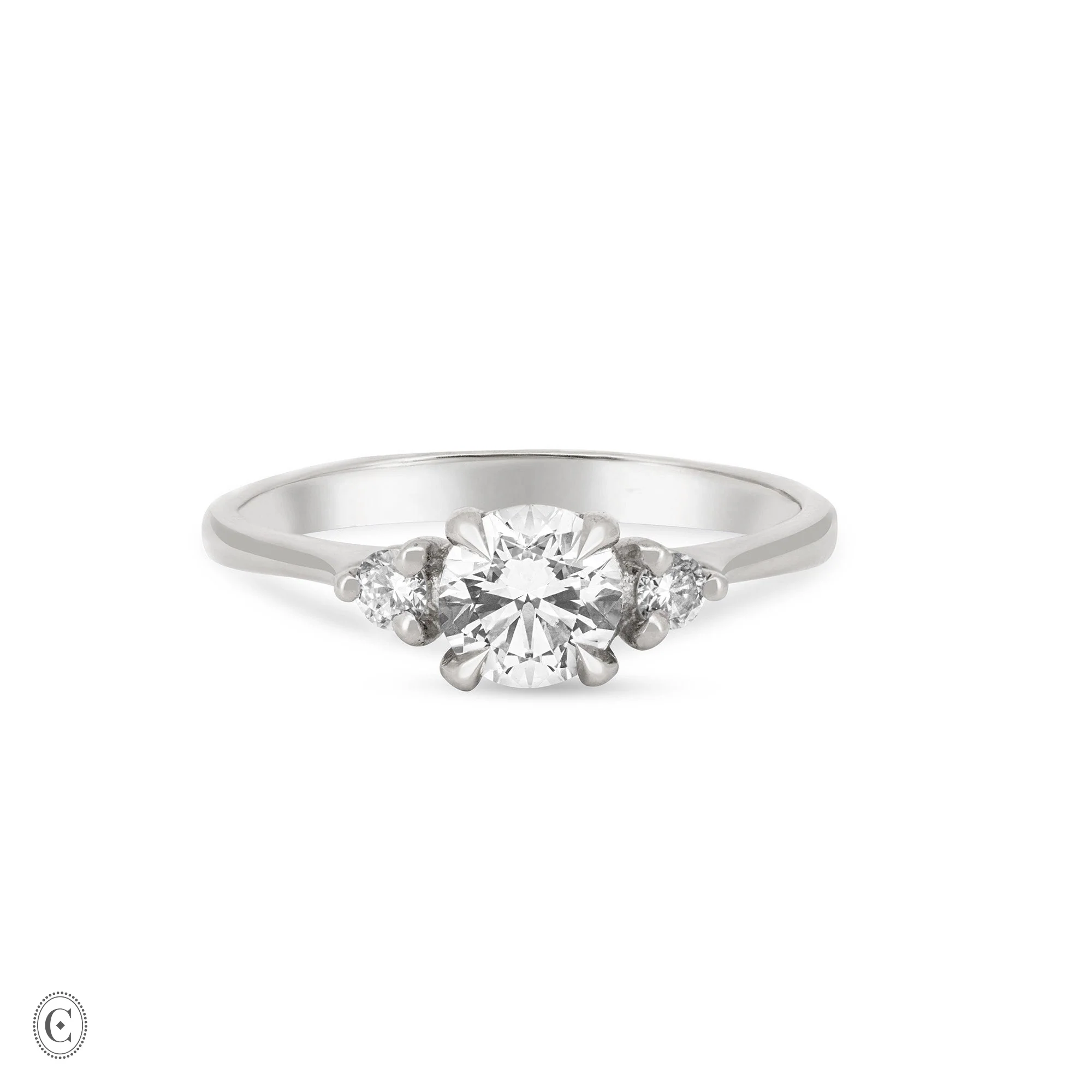 You, Me & Magic - Round Cut Three Stone Engagement Ring 14k White Gold - Image 8