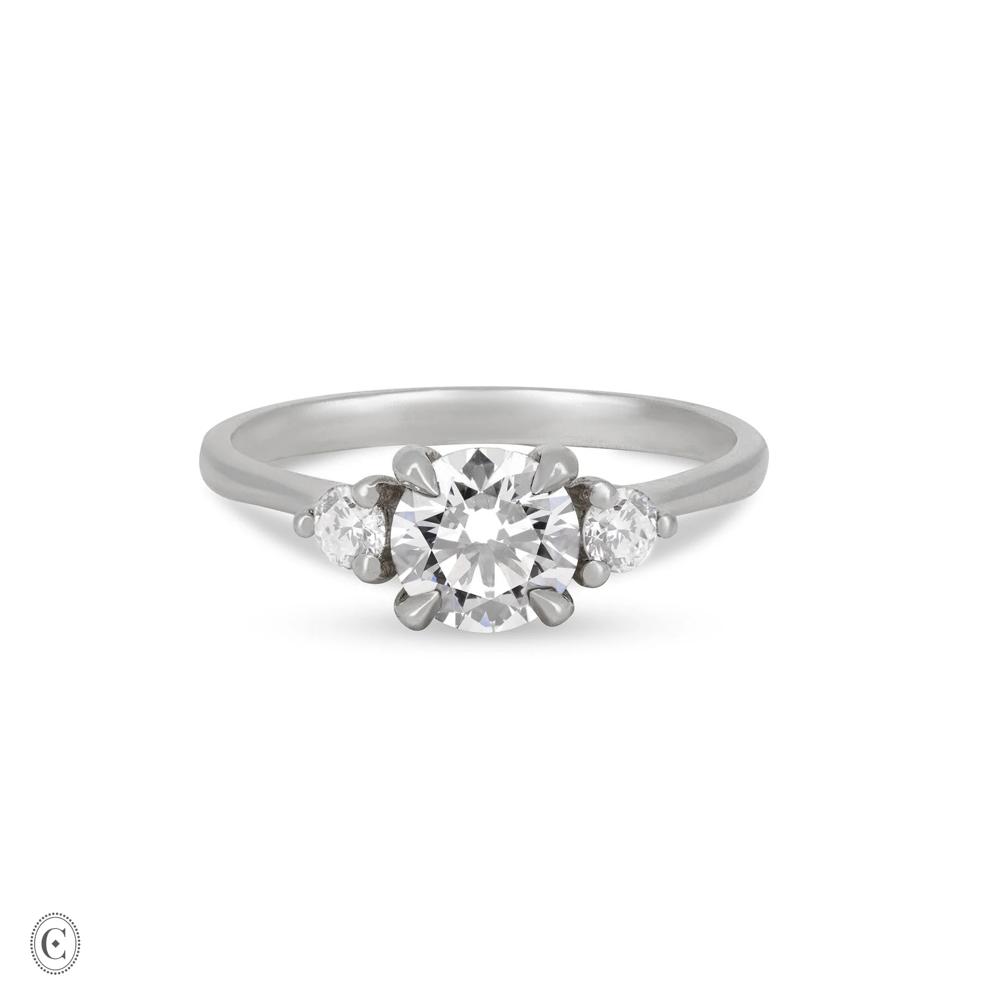 You, Me & Magic - Round Cut Three Stone Engagement Ring 14k White Gold - Image 9